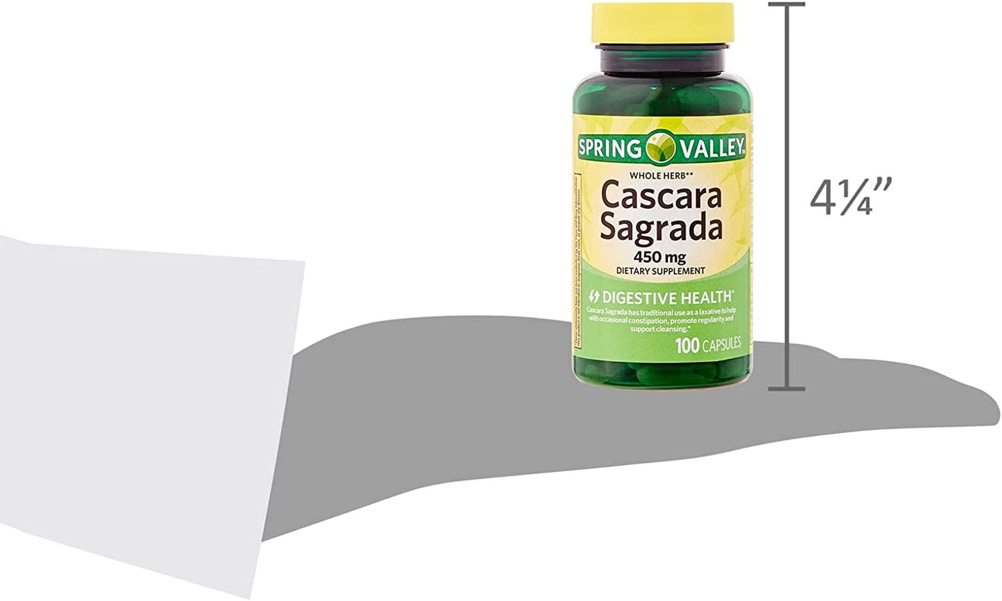 Natural Digestive Aid: Cascara Sagrada Herbal Supplement - 100 Count + Luall Sticker
