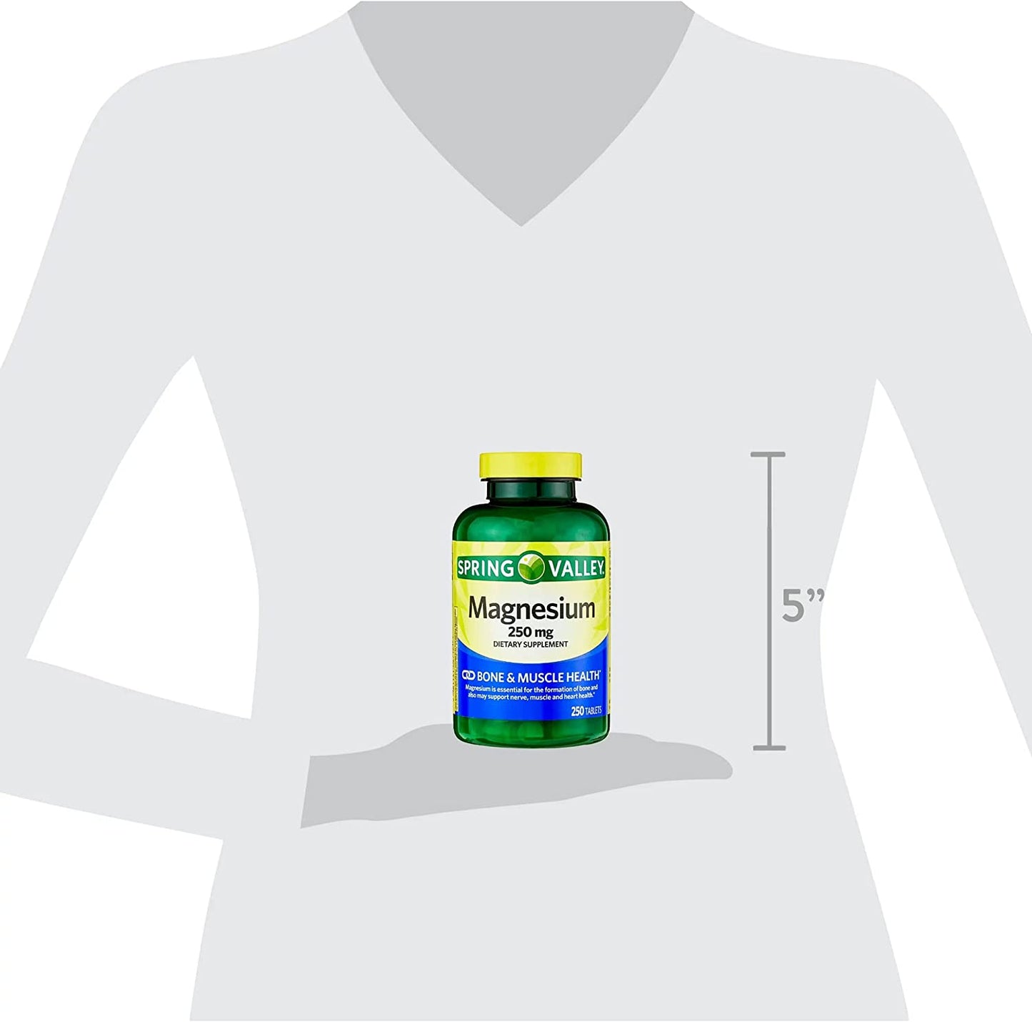 Magnesium for Bone & Muscle Health. Includes Luall Sticker + Magnesium Tablets Dietary Supplement, 250 Mg, 250 Tablets
