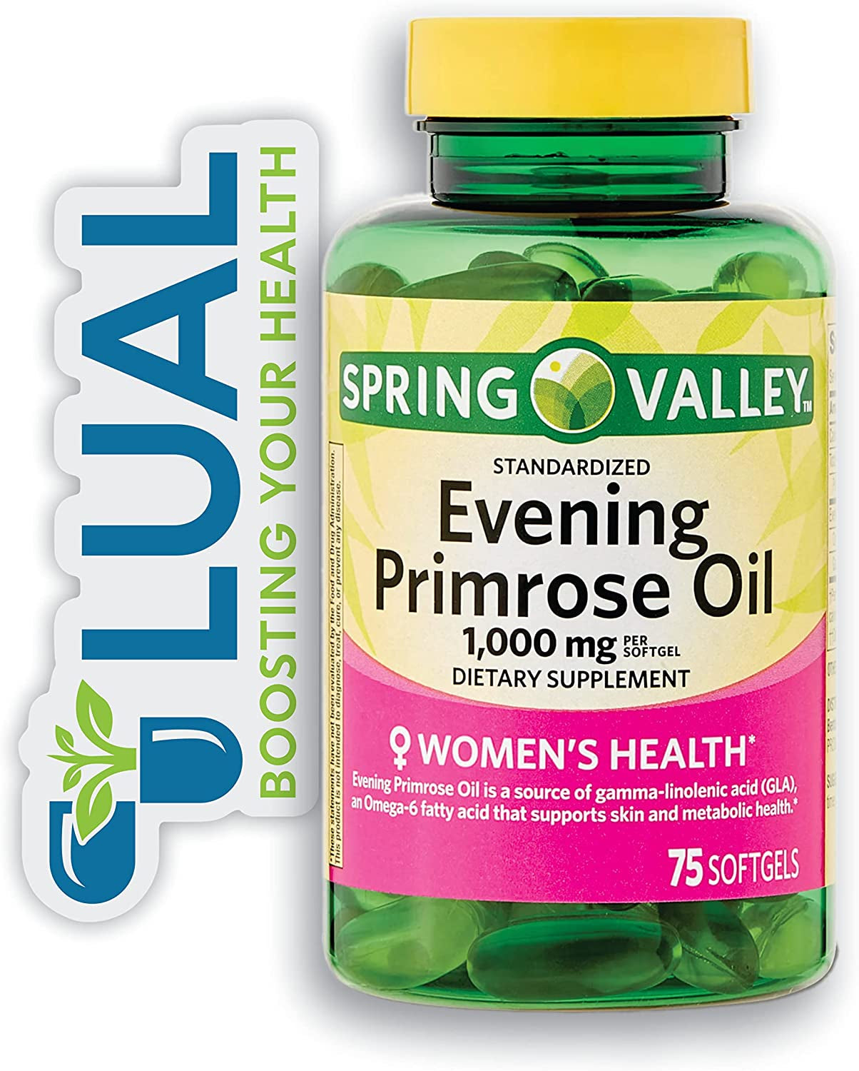 Omega-6 Fatty Acid for Women'S Health: Women'S Health Evening Primrose Oil Softgels, 1000Mg, 75 Count + Luall Sticker(1)