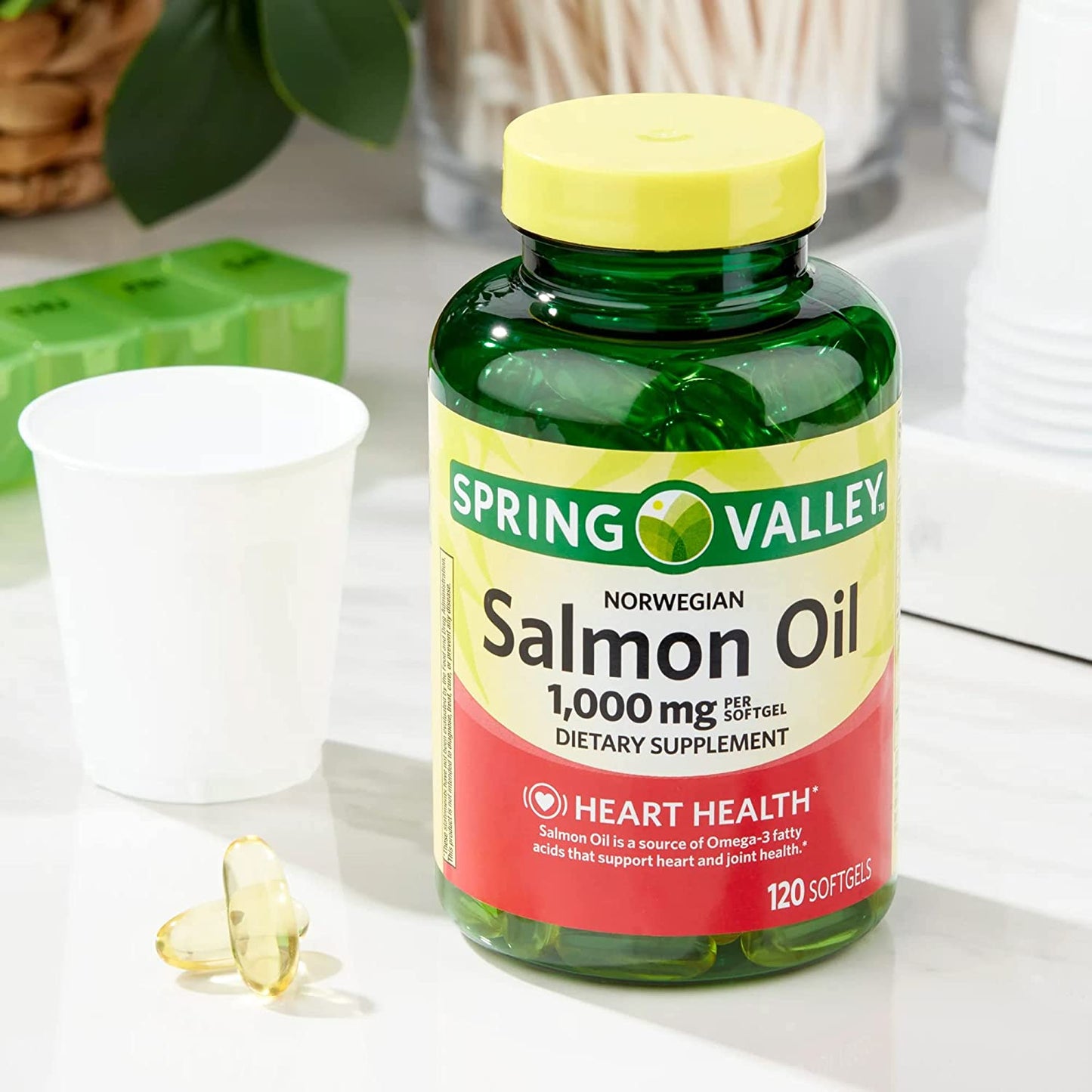 Norwegian Salmon Oil Softgels. Includes Luall Sticker + Norwegian Salmon Dietary Supplement, 1,000 Mg, 120 Softgels