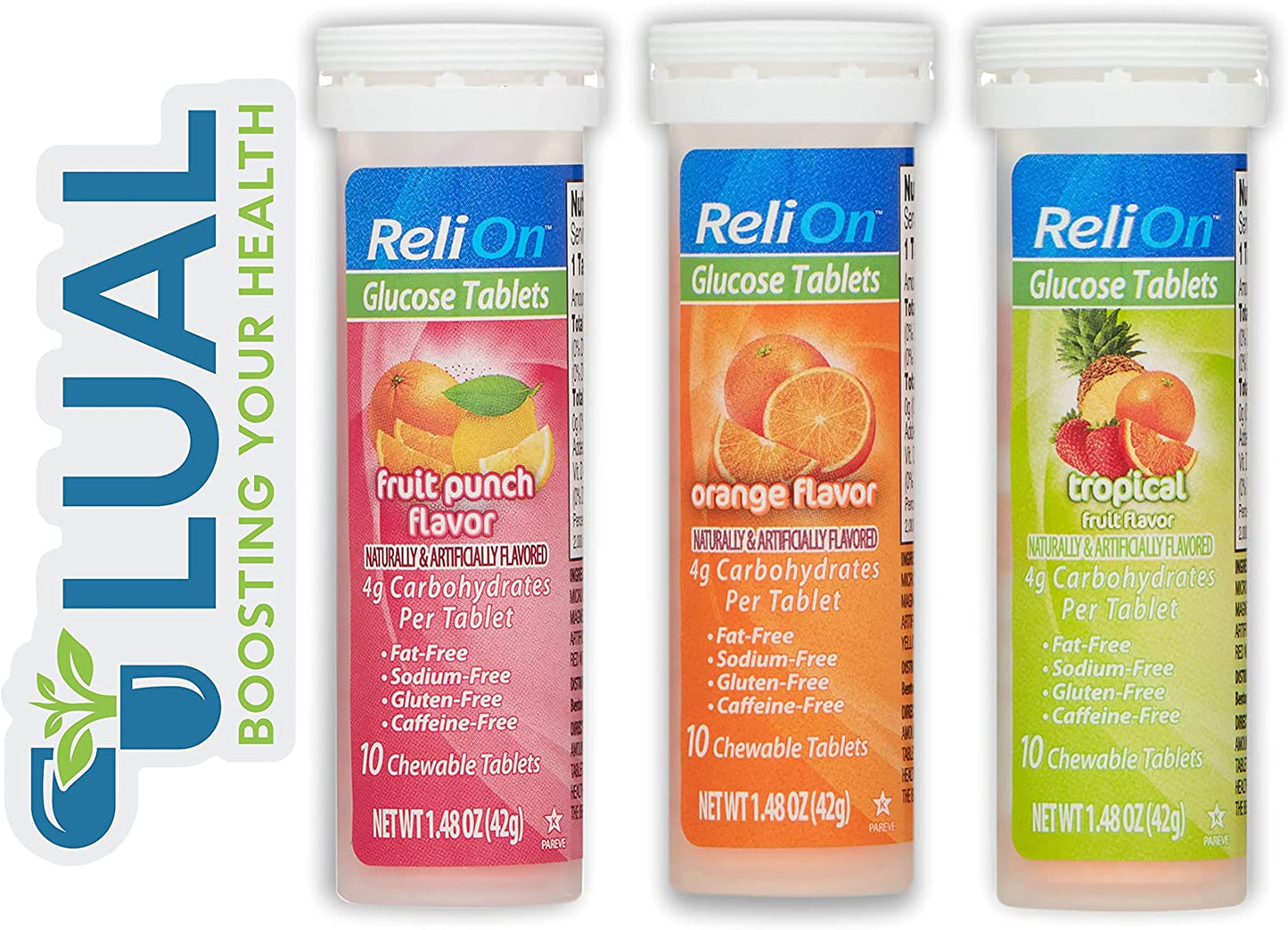 Glucose Tablets for Diabetics. Includes Glucose Tablets 10 Count (Pack of 3) plus a LUAL Sticker (Mix Flavors)