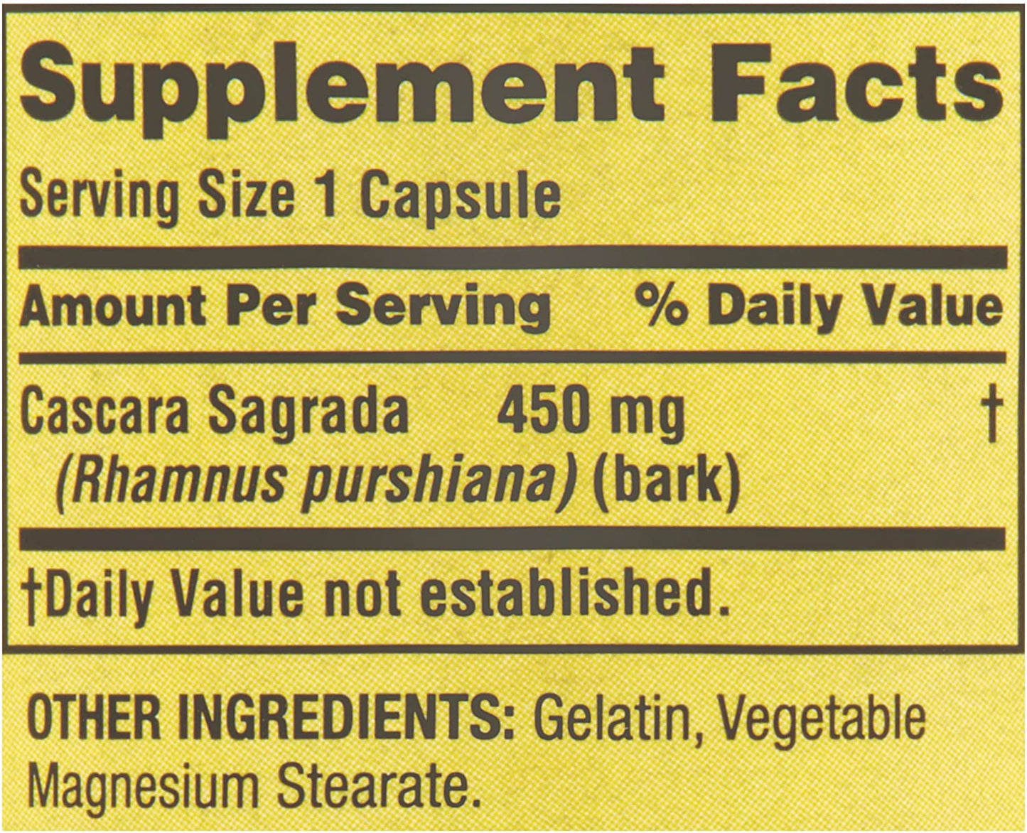 Natural Digestive Aid: Cascara Sagrada Herbal Supplement - 100 Count + Luall Sticker