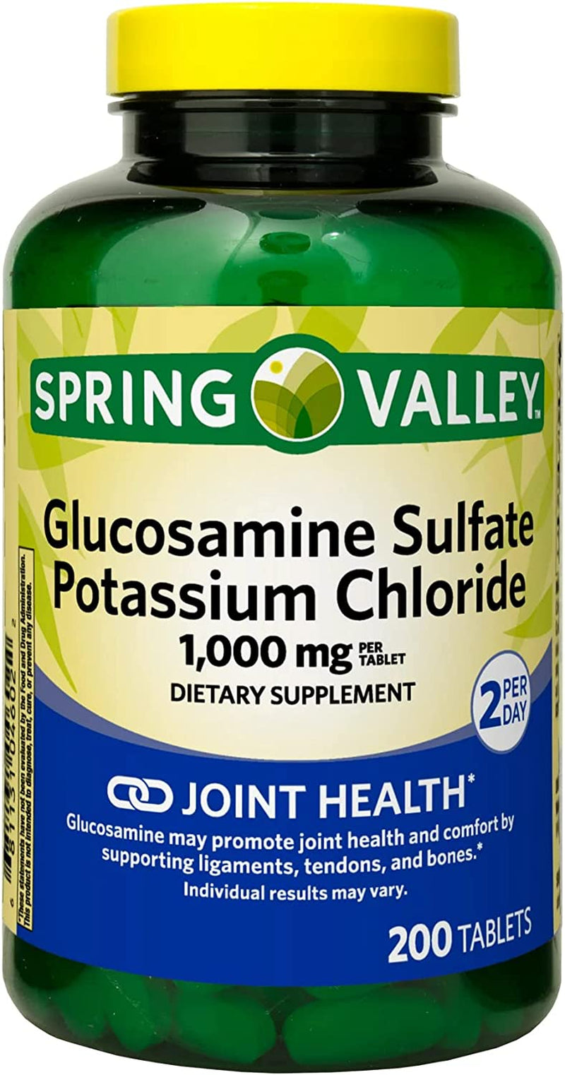 Glucosamine Sulfate Potassium Chloride Tablets. Includes l Sticker + Spring Valley Glucosamine Sulfate Potassium Chloride Tablets Dietary Supplement, 1,000 Mg, 200 Count