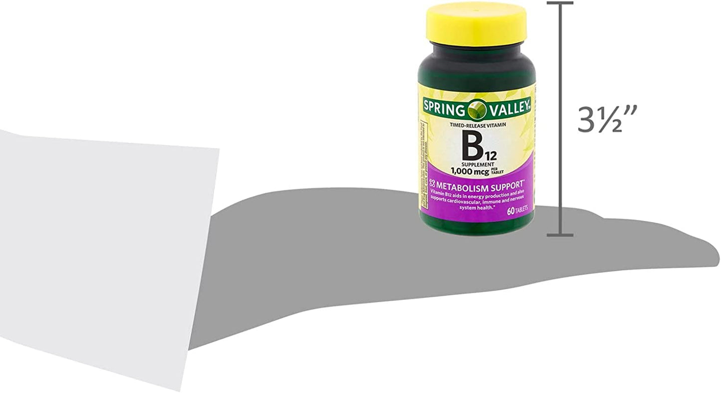 Vitamin B12, Supports Energy Metabolism. Includes Luall Sticker + Vitamin B12 Timed-Release Tablets Dietary Supplement (1,000 Mcg, 60 Tablets)