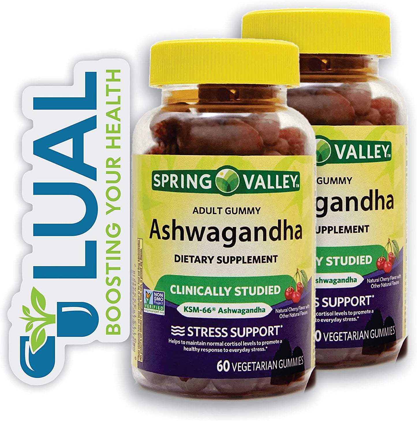 Relax and Recharge with Ashwagandha Gummies, 60Ct. Includes Luall Sticker