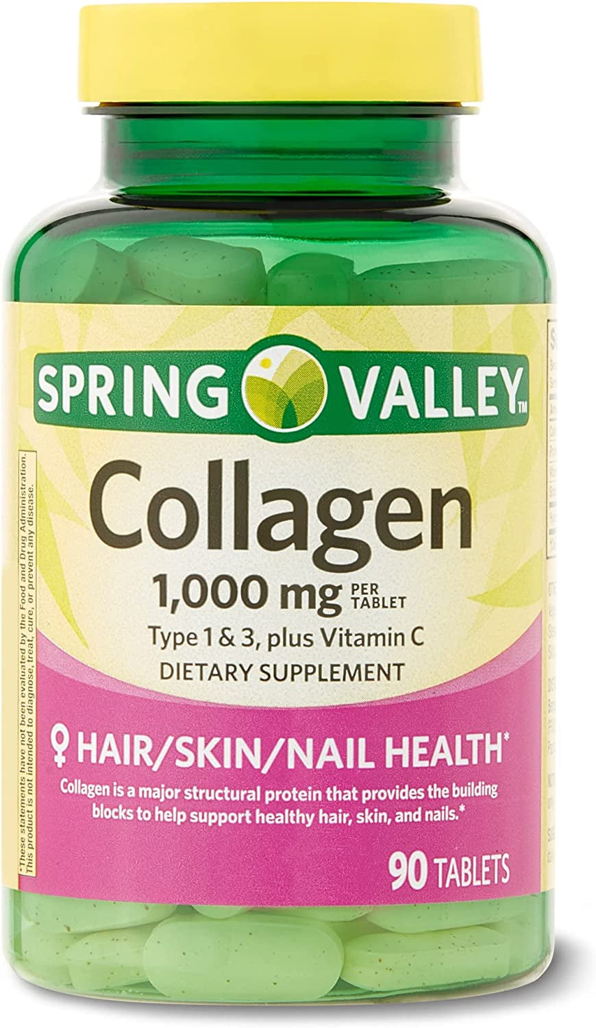 Improve Your Skin Elasticity and Joint Health with Collagen Type 1 & 3 + Vitamin C Dietary Supplement - 1,000Mg Tablets, 90 Count. Includes Luall Sticker