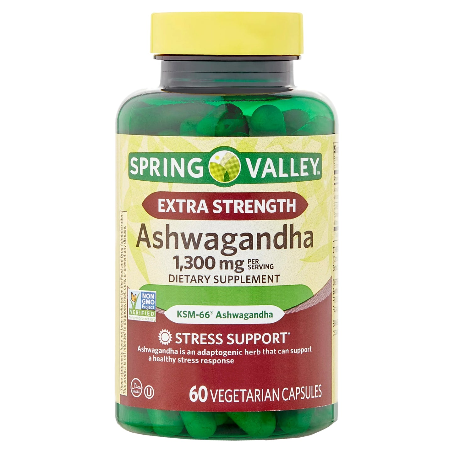 Ashwagandha Veggie Capsules for Stress & Health Support. Includes Luall Fridge Magnet + Spring Valley Extra Strength Ashwagandha 1300mg 60 Vegetarian Capsules (Extra Strength Ashwagandha 1300 mg)