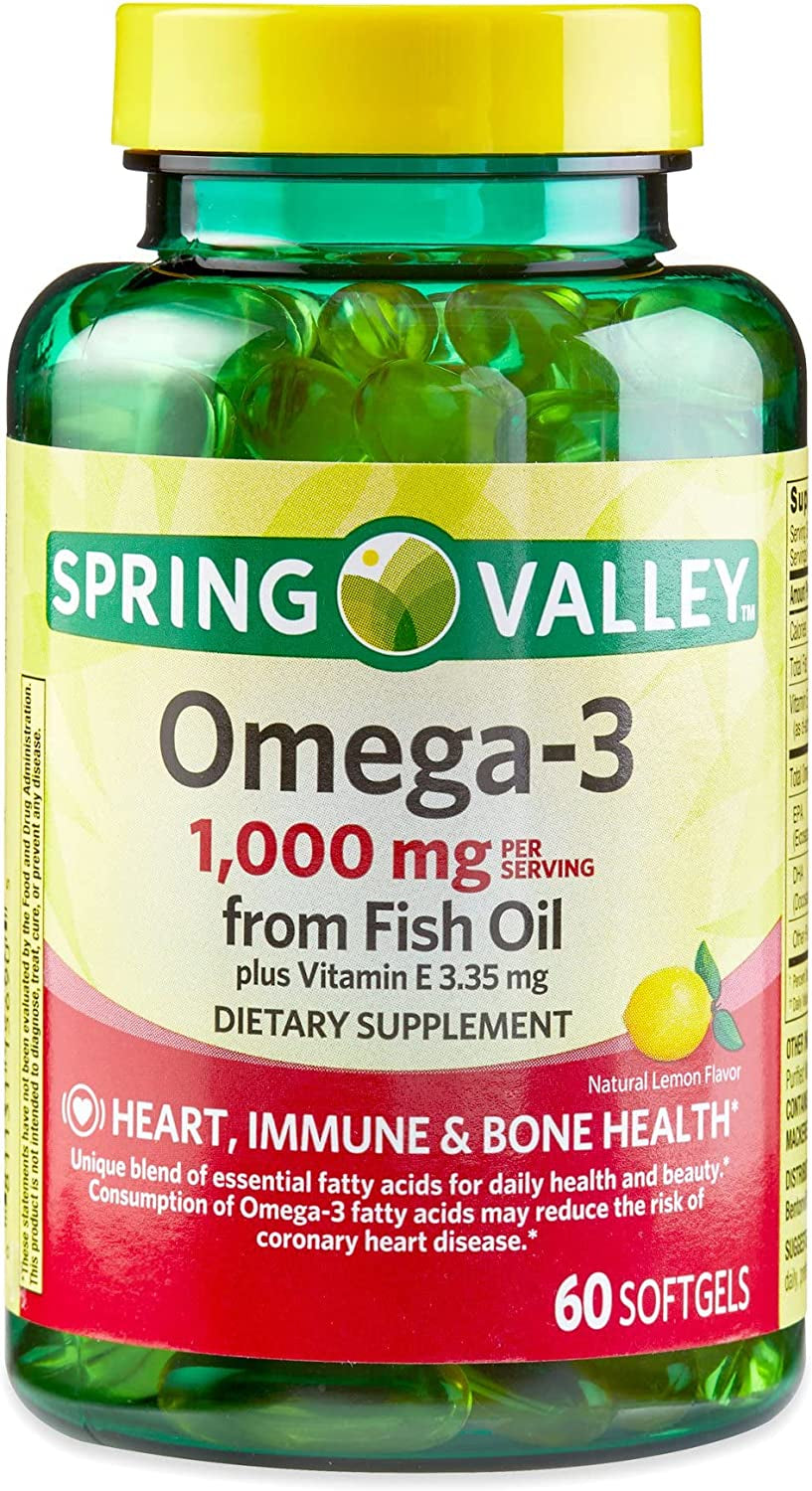 Fish Oil Softgels, 1,000 Mg, 60-Count - Daily Omega-3 Supplement for Wellness + Luall Sticker