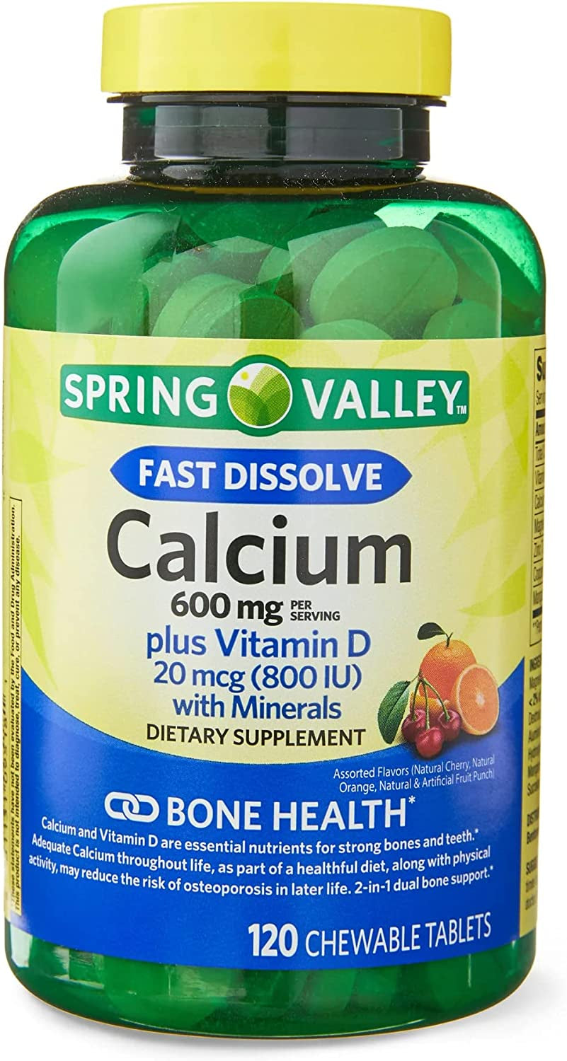 Fast Dissolve Calcium plus Vitamin D with Minerals, Chewable Tablets, 120 Count + Luall Sticker