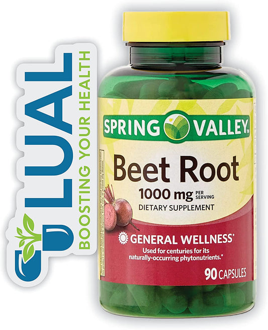 Revitalize Your Health with  Beet Root Supplement: 1000Mg per Capsule, 90 Count + Luall Sticker