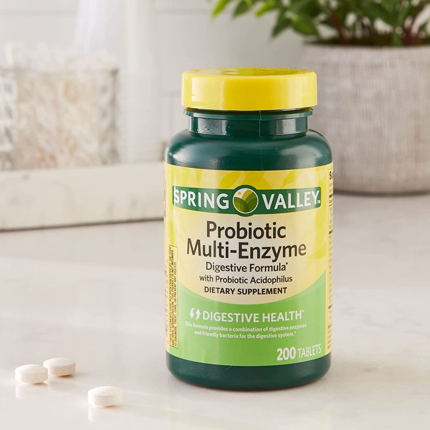 Probiotic Multi-Enzyme Digestive Formula Tablets, 200 Ct - a Comprehensive Blend of Probiotics and Digestive Enzymes to Support Digestive Health. Includes Luall Fridge Magnetic