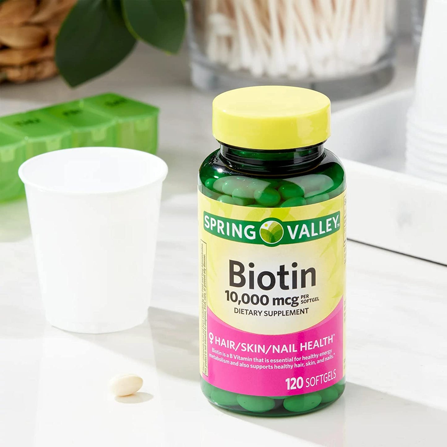 Biotin Hair/Skin/Nail Health. Includes Luall Fridge Magnetic +  Biotin (10,000 Mg - 120 Softgels)