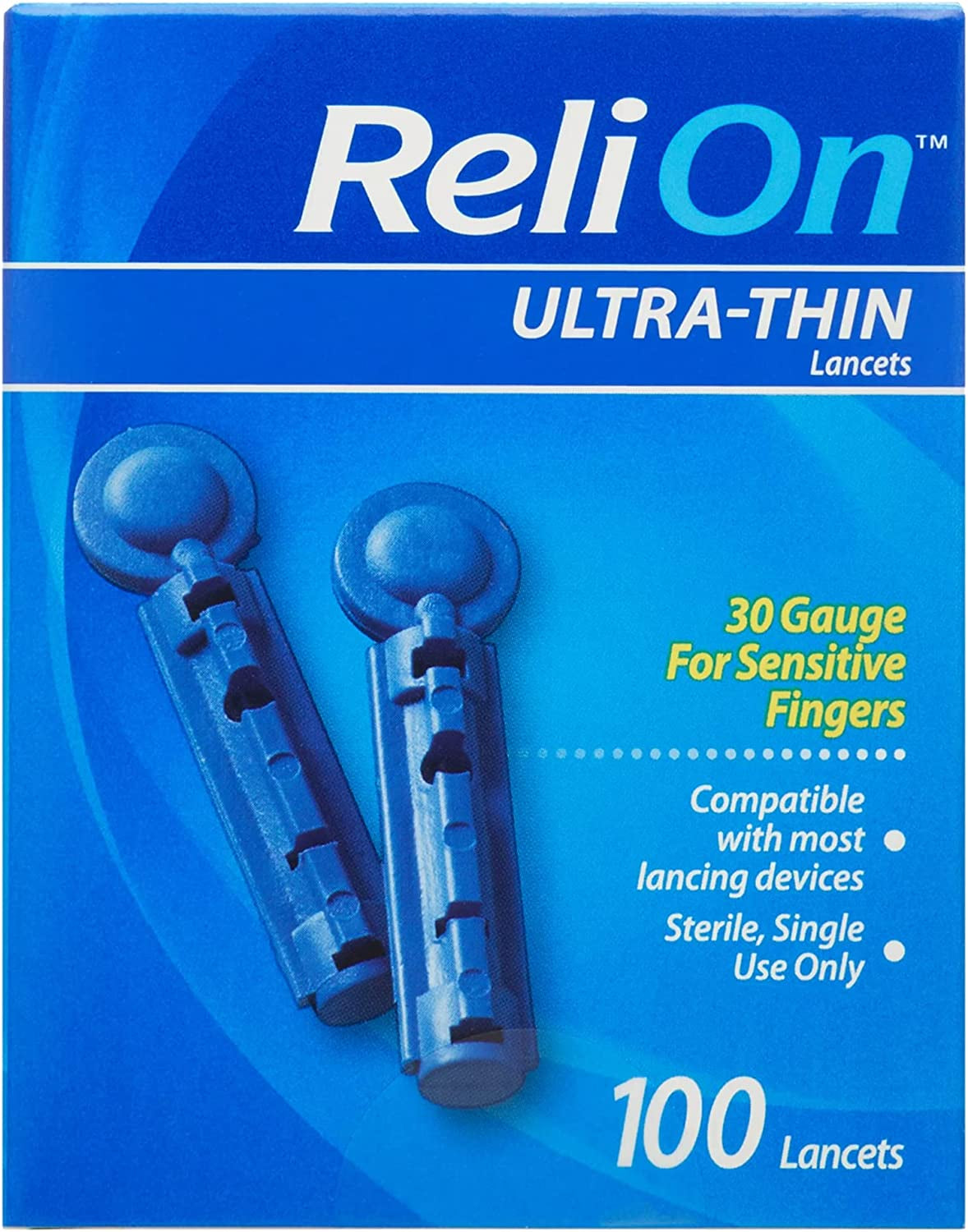 Relion Premier Test Strips 100 Count + Relion Ultra-Thin Blood Lancets 100 Count plus + l Sticker