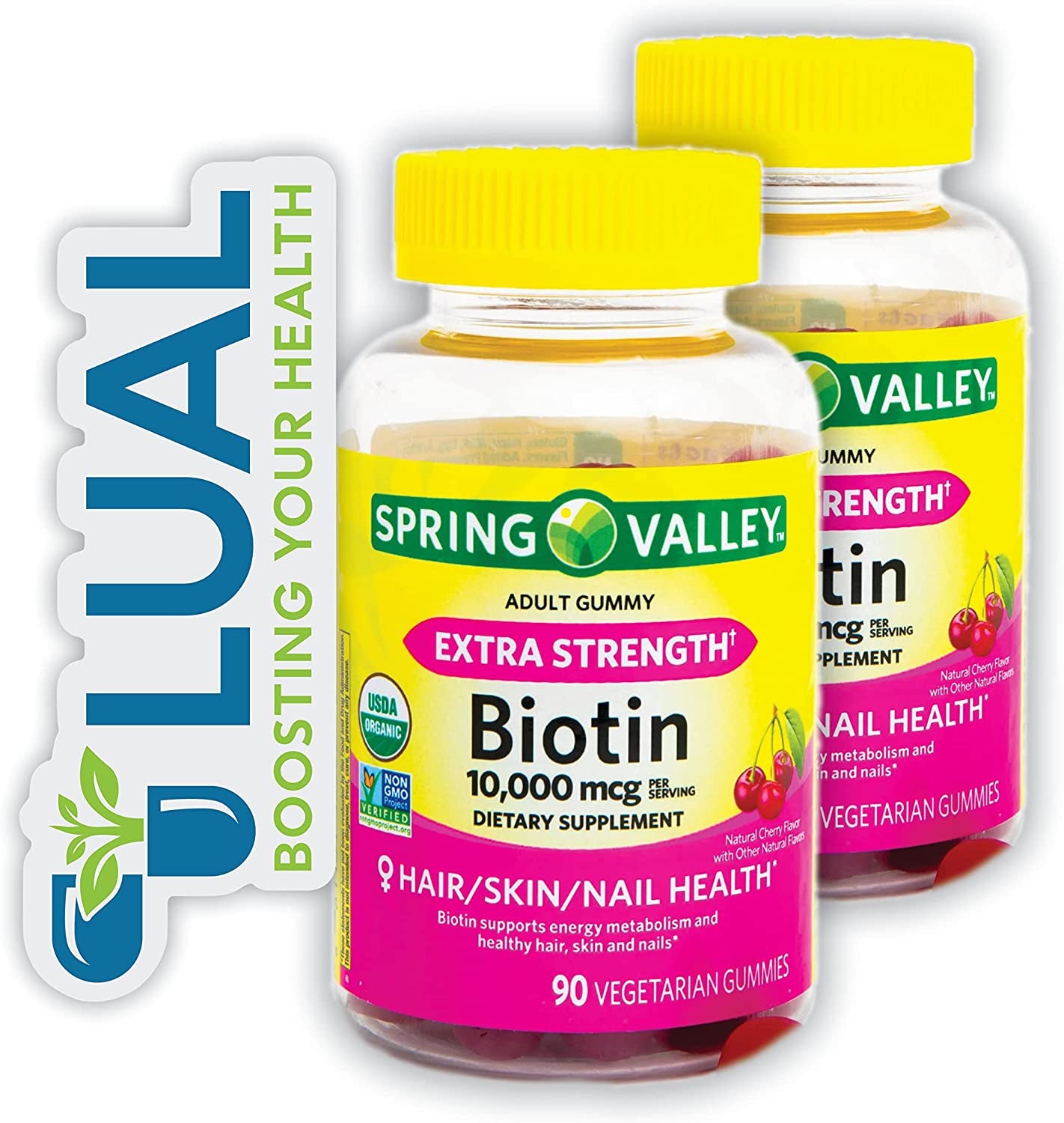 Get Your Daily Dose of Biotin with Delicious Vegetarian Gummies. Includes Luall Sticker +  Biotin 10,000 Mcg,