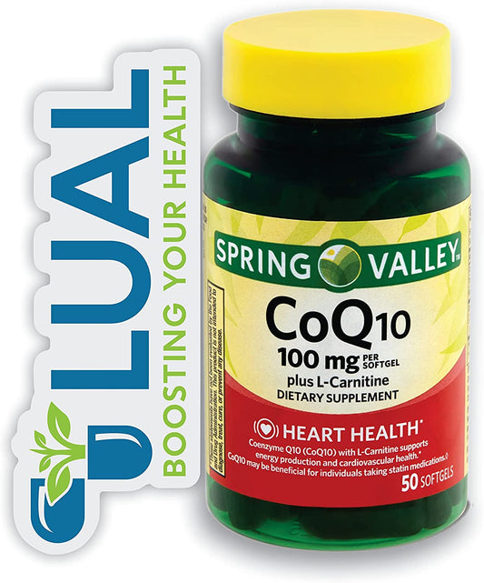 Coq10. Includes Luall Sticker +  Coq10 Rapid Release (Coq10, 100 Mg, 50 Softgels)