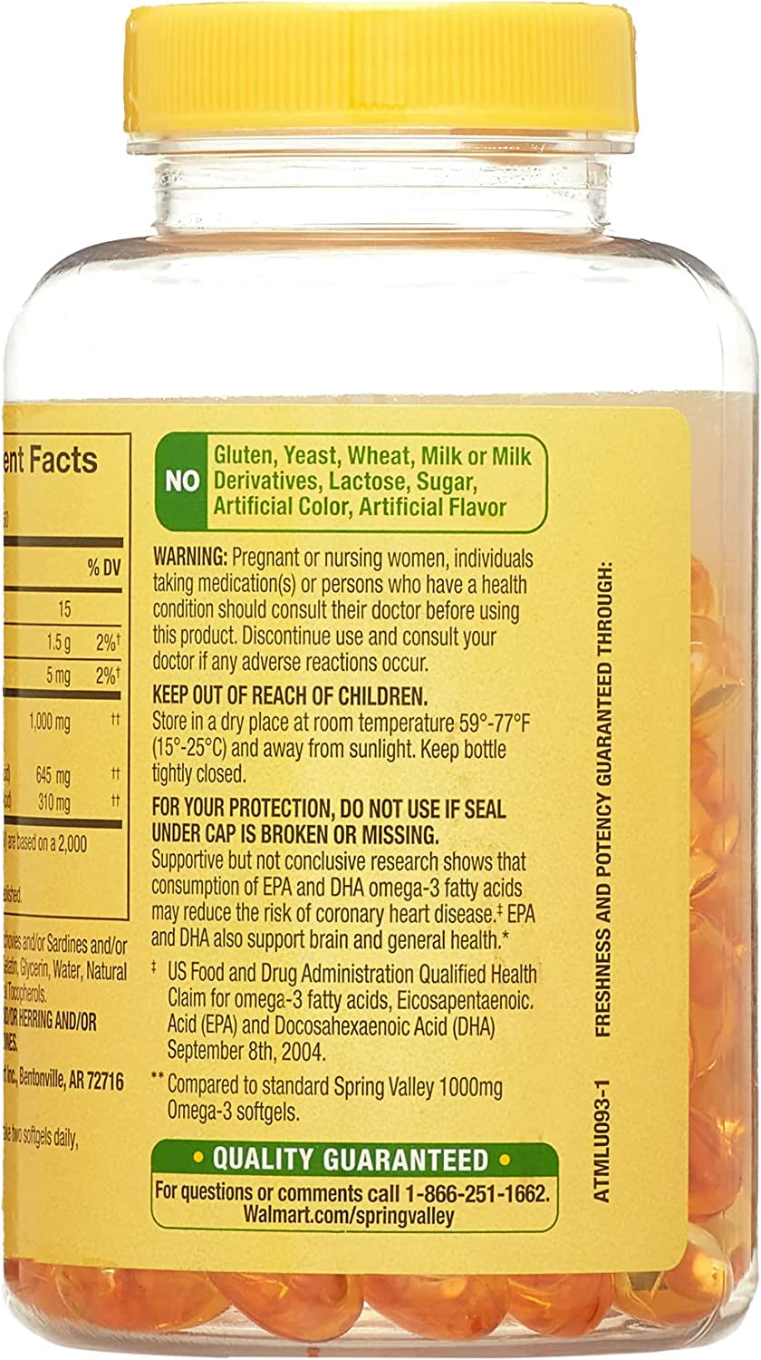 Essential Omega-3. Includes Luall Sticker +  Omega-3 Fish Oil Soft Gels, 1000 Mg (120 MINI Softgels)