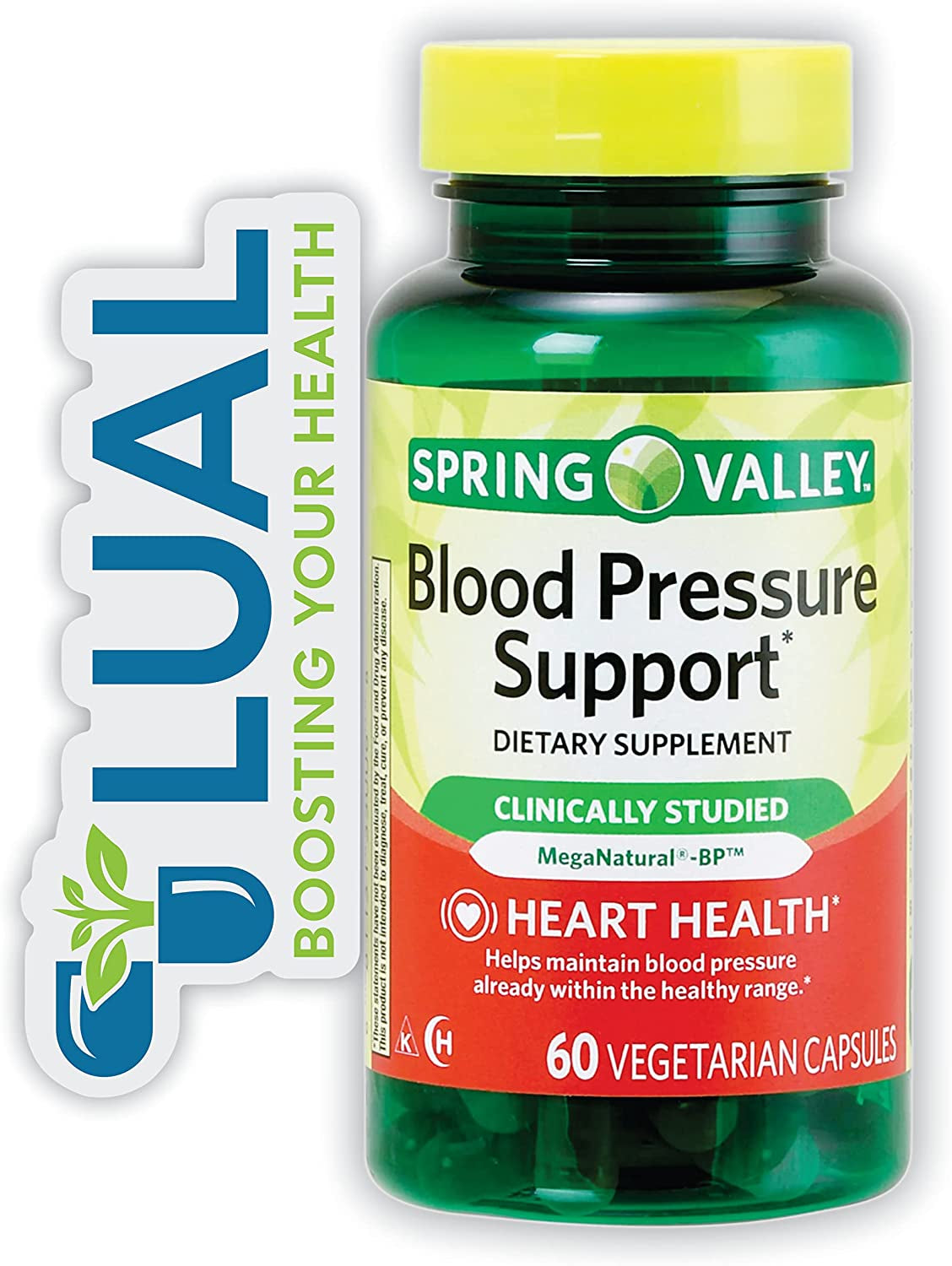 Blood Pressure Support, Heart Health, 60 Capsules. Includes Luall Sticker