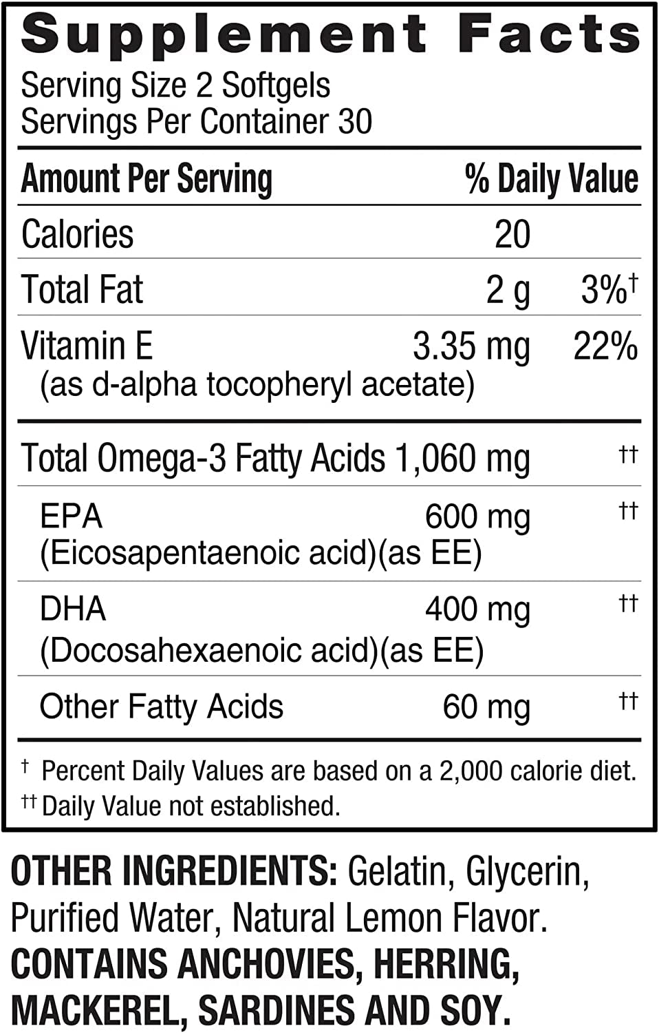 Fish Oil Softgels, 1,000 Mg, 60-Count - Daily Omega-3 Supplement for Wellness + Luall Sticker