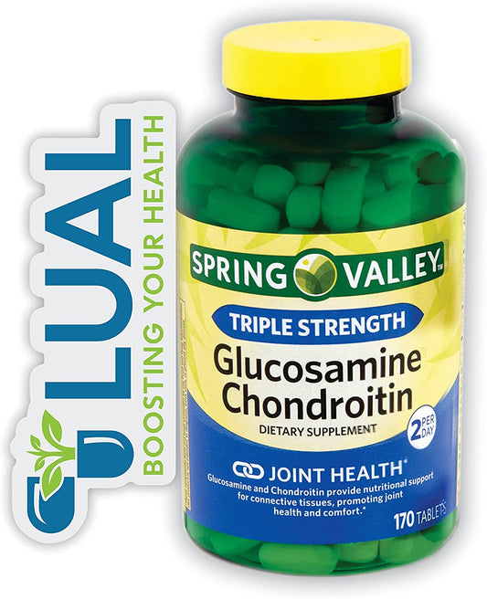 Supplement for Joint Health and Function. Includes Luall Sticker +  Triple Strength Glucosamine Chondroitin (Glucosamine Chondroitin Tablets 170 Count)