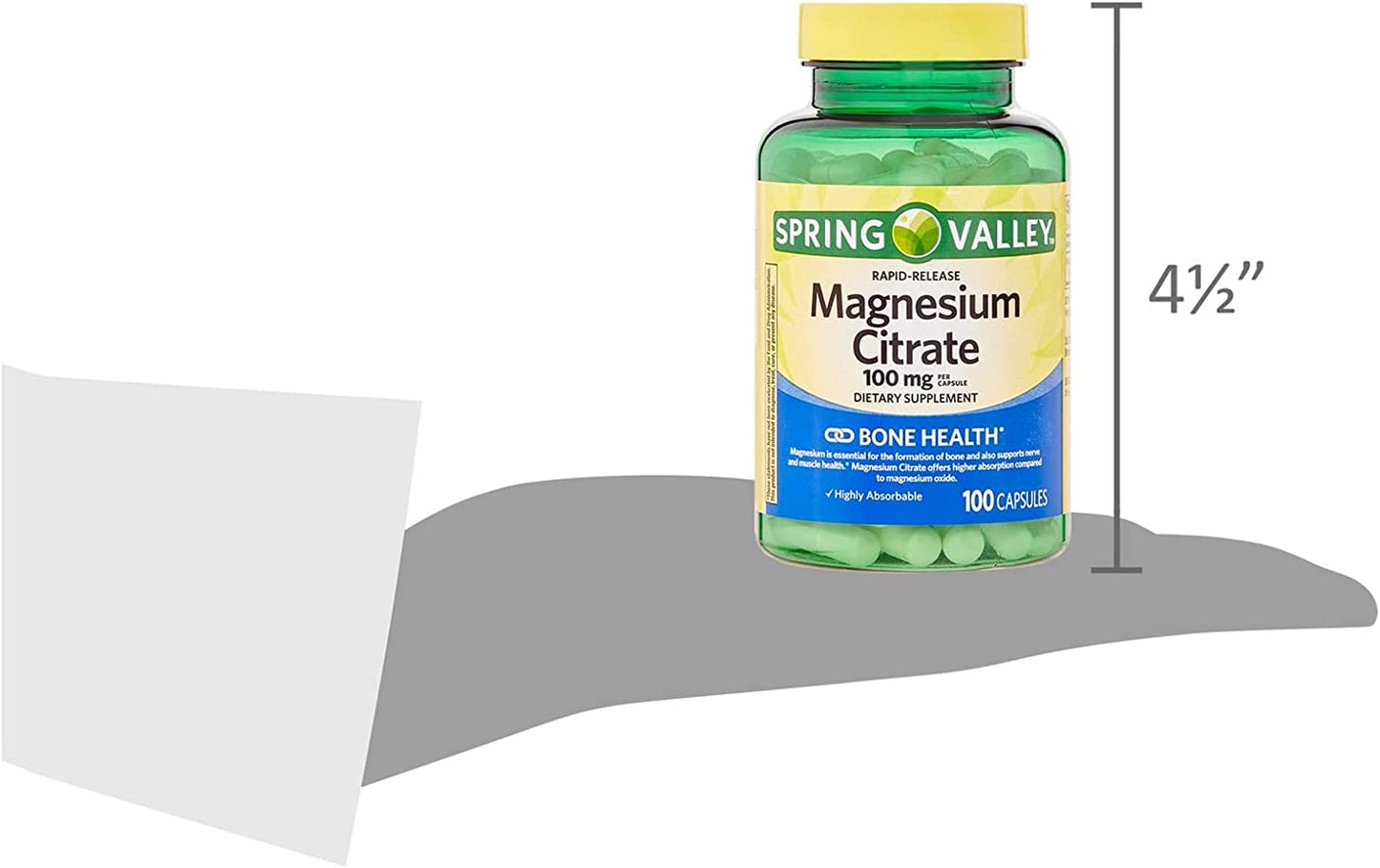 Magnesium Citrate for Bone Health. Includes Luall Sticker +  Rapid-Release Magnesium Citrate Dietary Supplement, 100 Mg, 100 Capsules