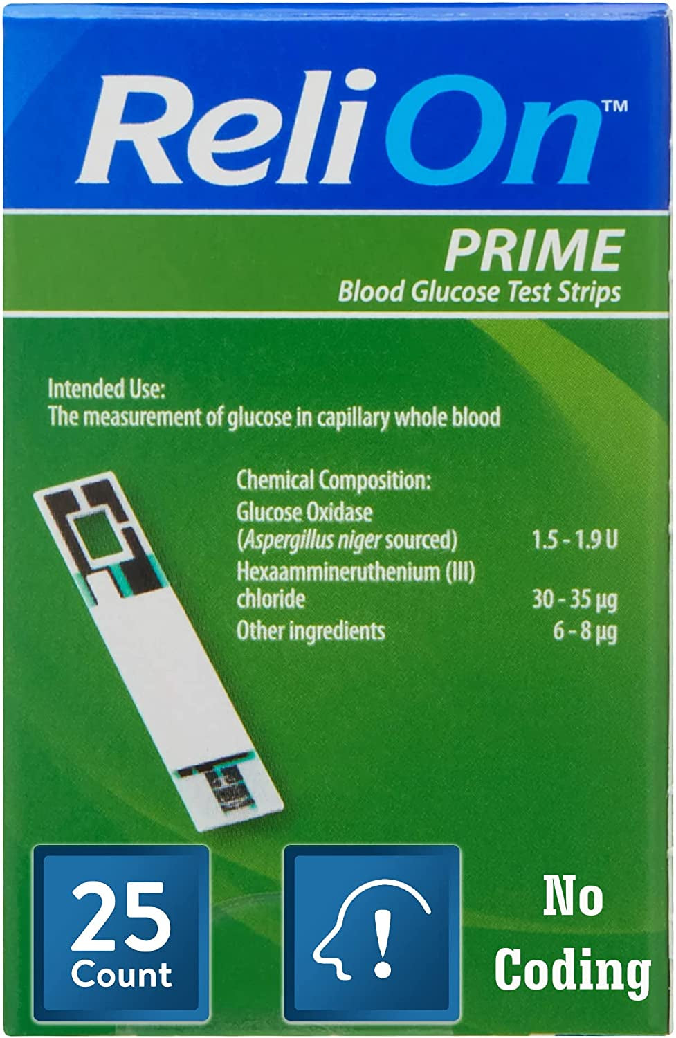 Blood Glucose Test Strips. Includes l Sticker + Relion Prime Blood Glucose Test Strips (100 Test Strips)