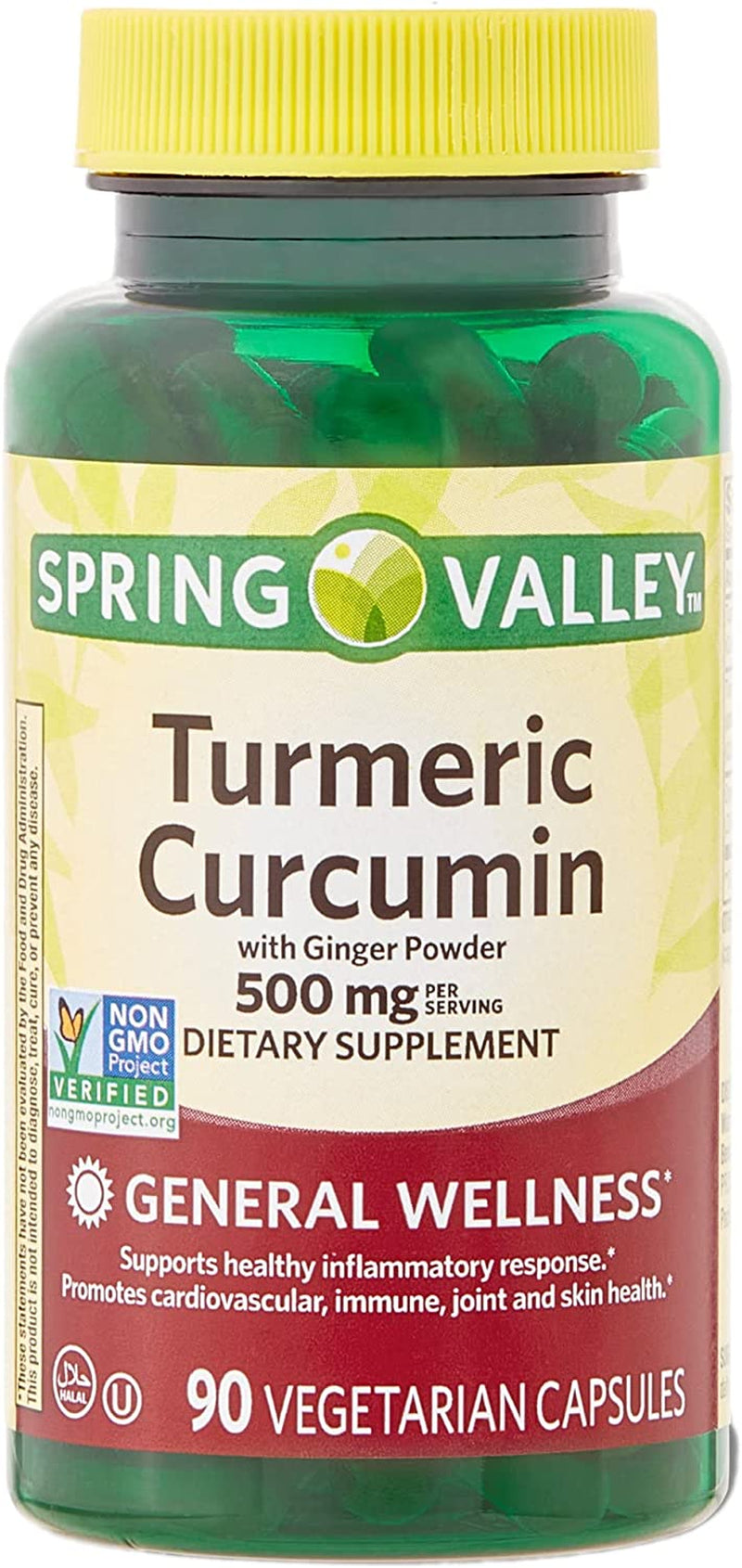 Spring Valley Turmeric Curcumin with Ginger Powder Dietary Supplement + Luall Sticker (Turmeric Curcumin with Ginger Powder 500 Mg, 90 Capsules)