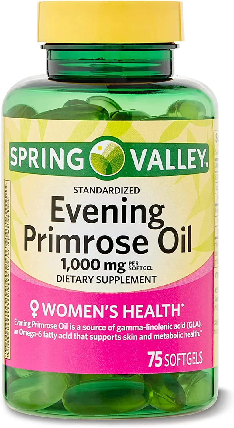 Omega-6 Fatty Acid for Women'S Health:  Women'S Health Evening Primrose Oil Softgels, 1000Mg, 75 Count + Luall Sticker(1)