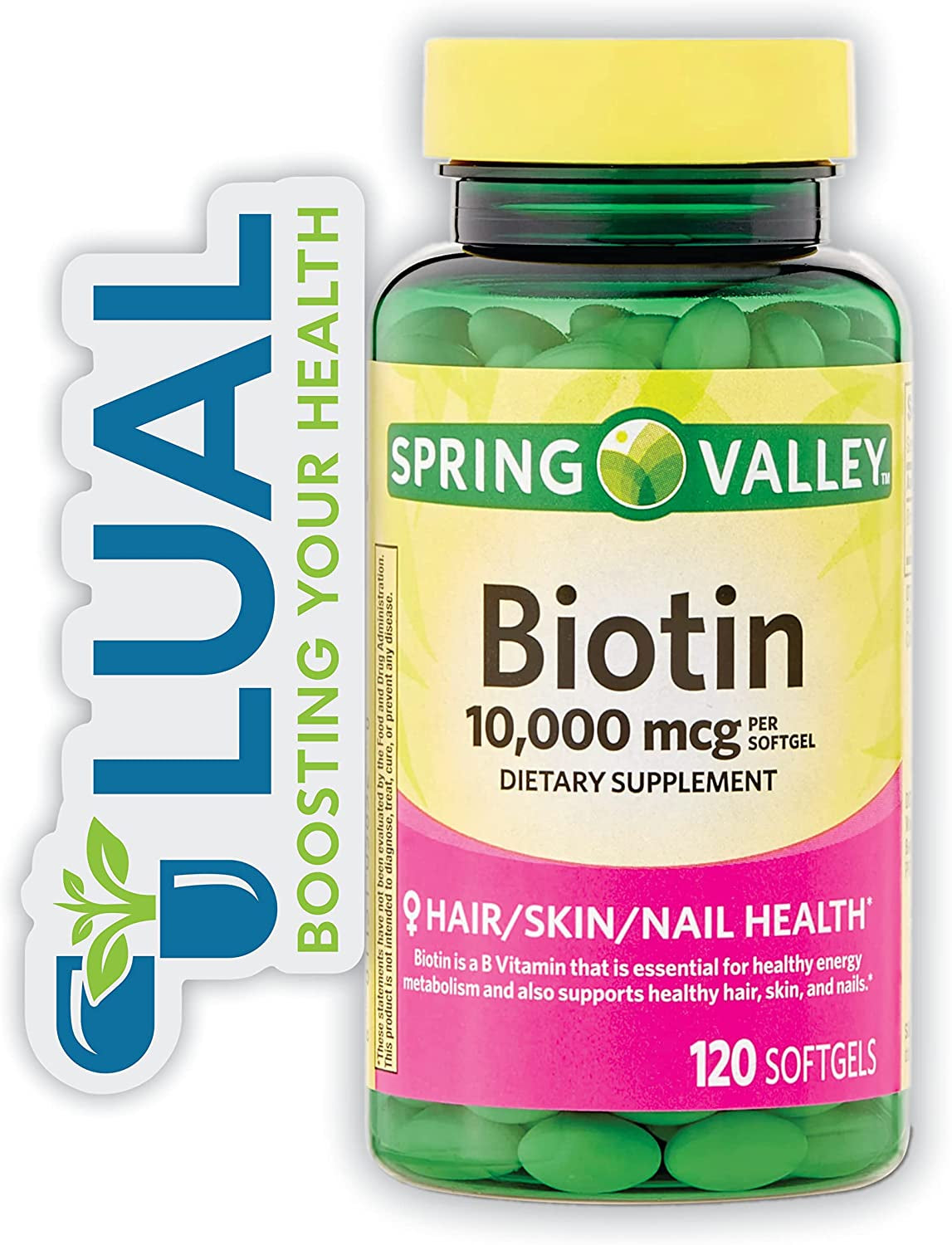 Biotin Hair/Skin/Nail Health. Includes Luall Fridge Magnetic +  Biotin (10,000 Mg - 120 Softgels)