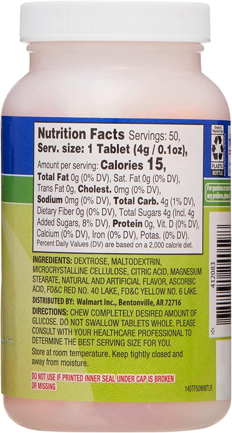 Relion Tropical Fruit Glucose Tablets Bundle - 50 Count Bottle and 10 Count Travel Tube - Energy Boost for Diabetes Care + l Sticker (Tropical)