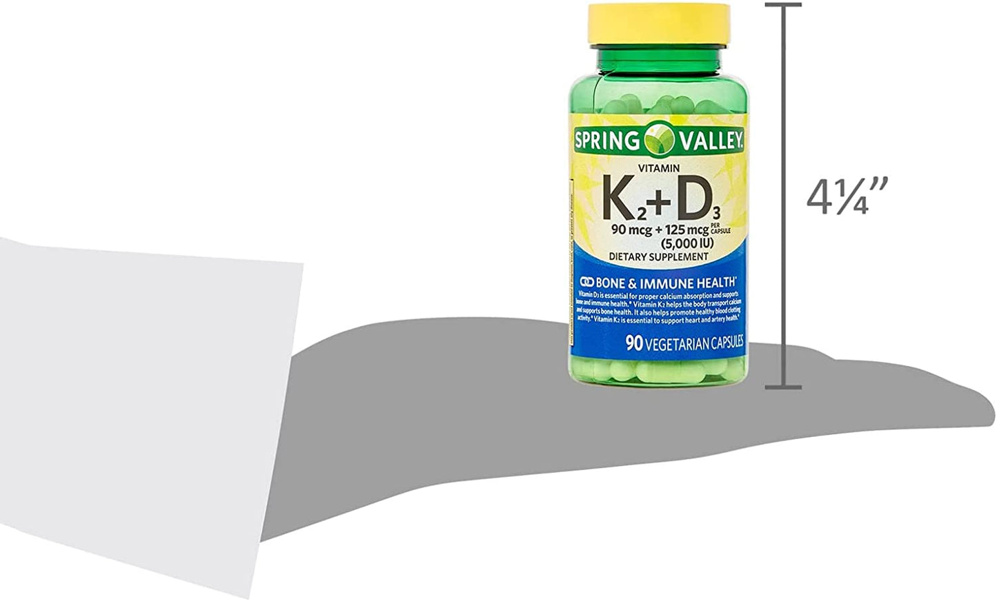 K2 + D3 for Bone & Immune Health. Includes Luall Sticker +  Vitamin K2 (90Mcg) + D3 (125Mcg) 90 Vegetarian Capsules