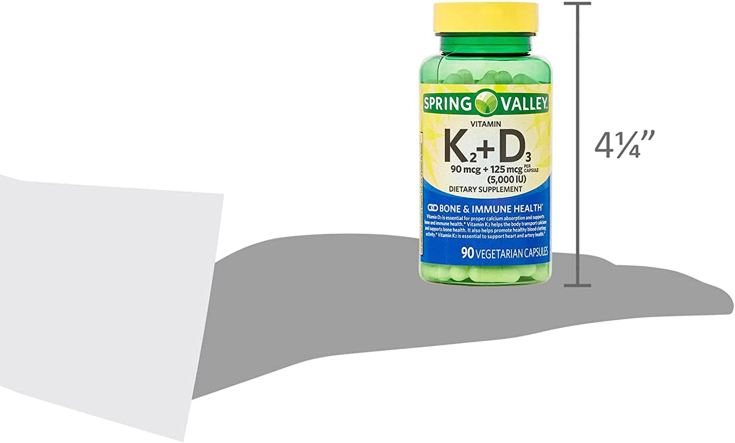 K2 + D3 for Bone & Immune Health. Includes Luall Sticker +  Vitamin K2 (90Mcg) + D3 (125Mcg) 90 Vegetarian Capsules