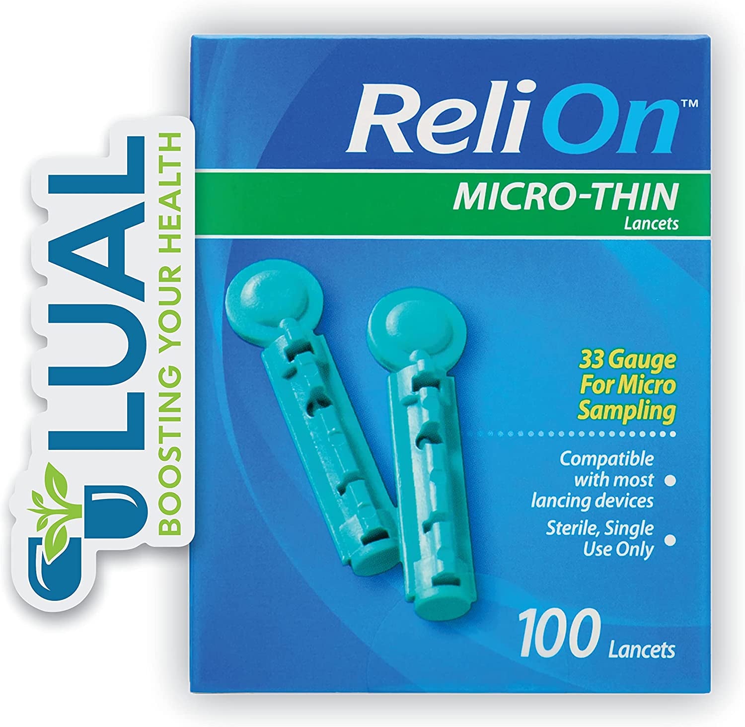 Lancets for Diabetes Testing. Includes l Sticker + Relion Micro-Thin Lancets, 33-Gauge, 100 Count