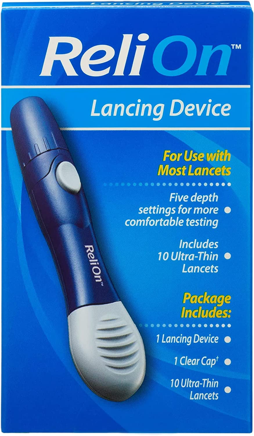 Lancing Device Compatible with Most Brands. Includes l Sticker + 1 Relion Lancing Device plus 10 Ultra-Thin Lancets