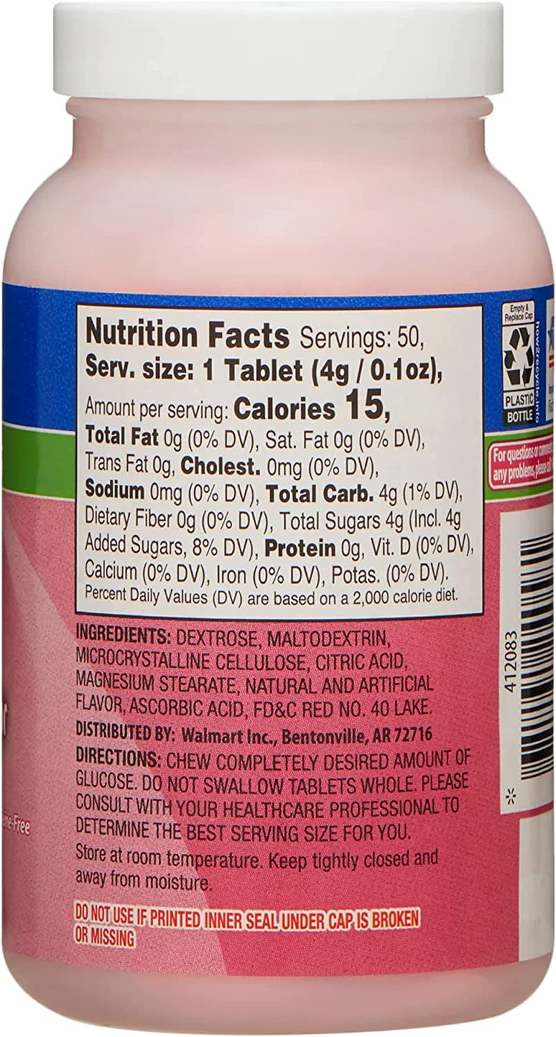 LUAL Fast-Acting  Glucose Tablets for Low Blood Sugar Relief. Includes Guide Vitamin to Boost Immunity +  Glucose Tablets 50 Count (Fruit Punch)