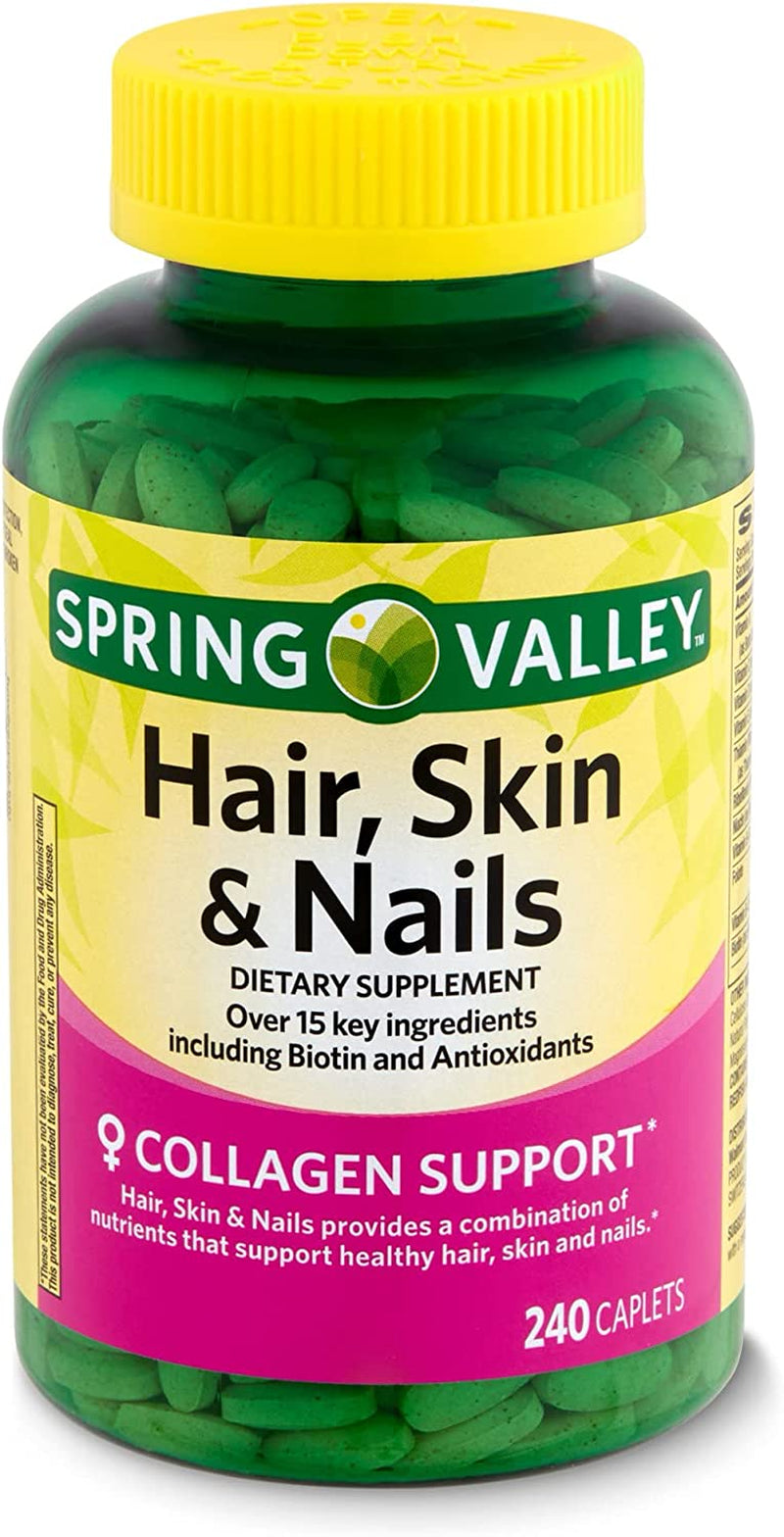 Support Healthy Hair, Skin, and Nails with  Supplement. Includes Luall Fridge Magnetic (Hair, Skin & Nails 240 Caplets)