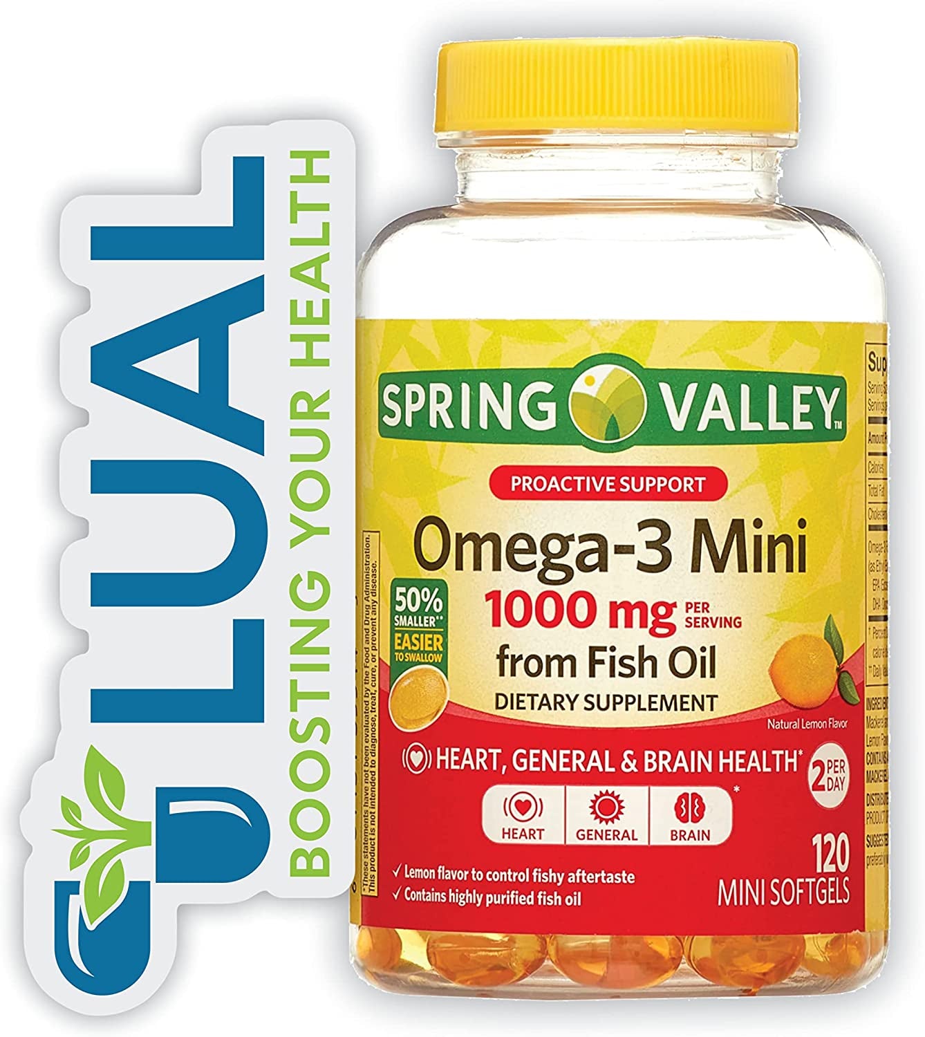 Essential Omega-3. Includes Luall Sticker +  Omega-3 Fish Oil Soft Gels, 1000 Mg (120 MINI Softgels)