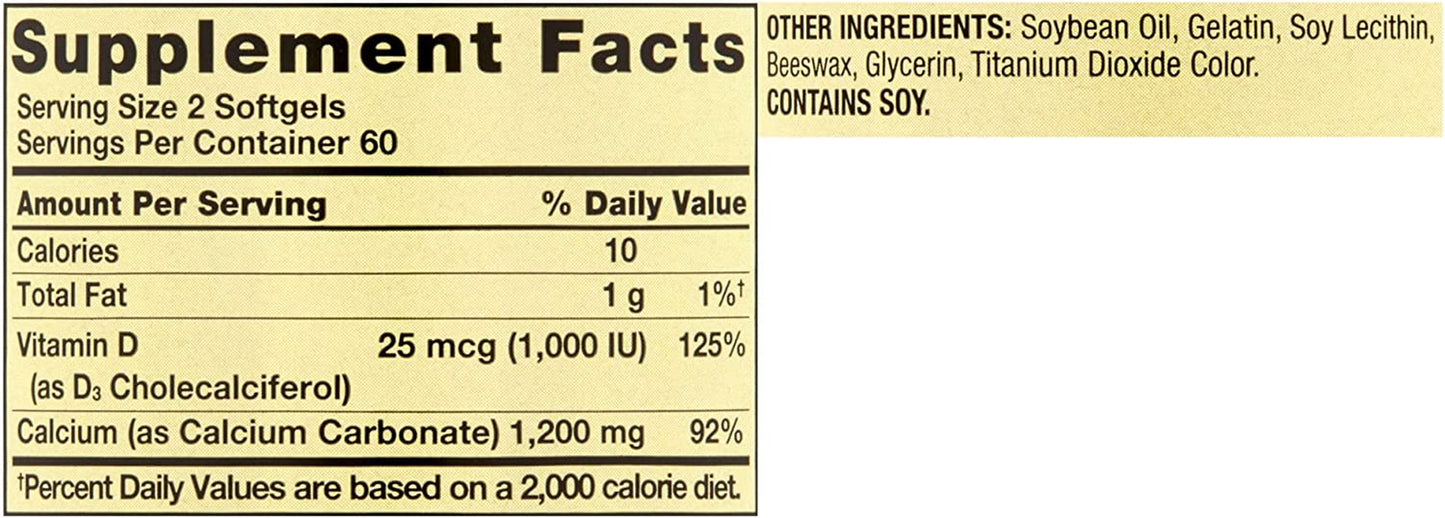 Rapid-Release Calcium 600 Mg 120 Softgels. Includes Luall Sticker