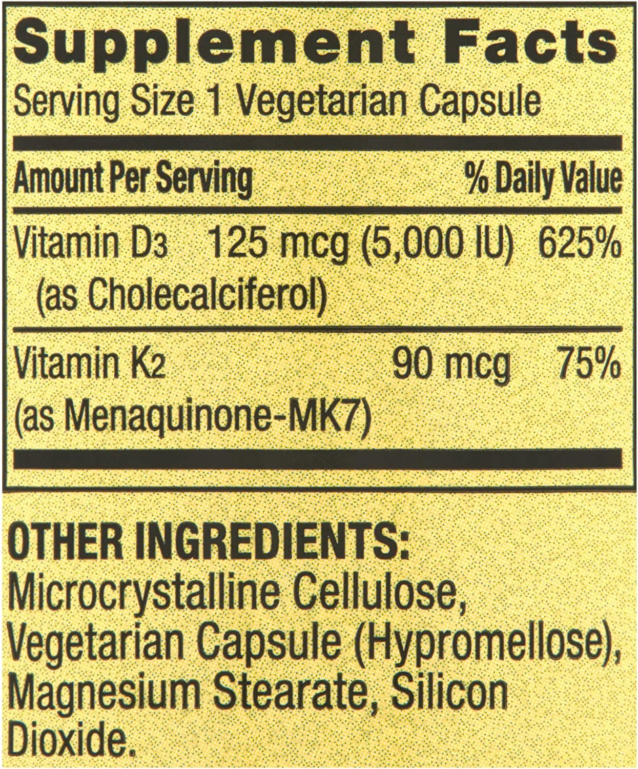 K2 + D3 for Bone & Immune Health. Includes Luall Sticker +  Vitamin K2 (90Mcg) + D3 (125Mcg) 90 Vegetarian Capsules