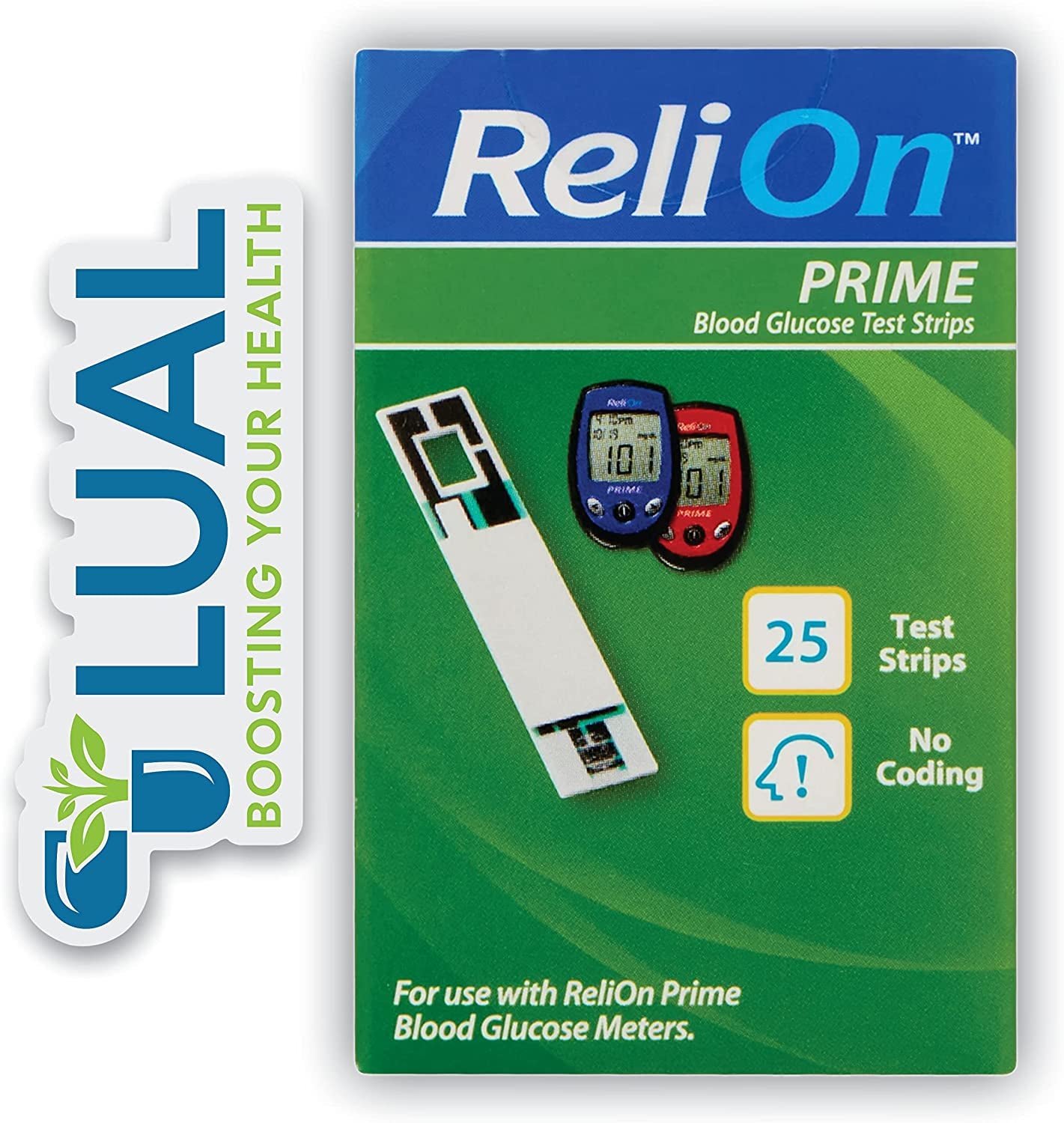 Blood Glucose Test Strips. Includes l Sticker + Relion Prime Blood Glucose Test Strips (100 Test Strips)