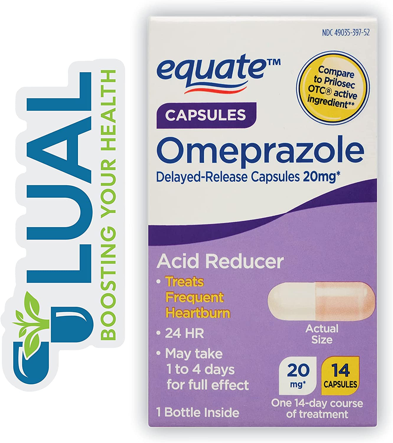 Omeprazole Delayed-Release Capsules, 20 Mg. Includes Luall Sticker +  Omeprazole Delayed Release Tablets 20 Mg (Capsules, 14)