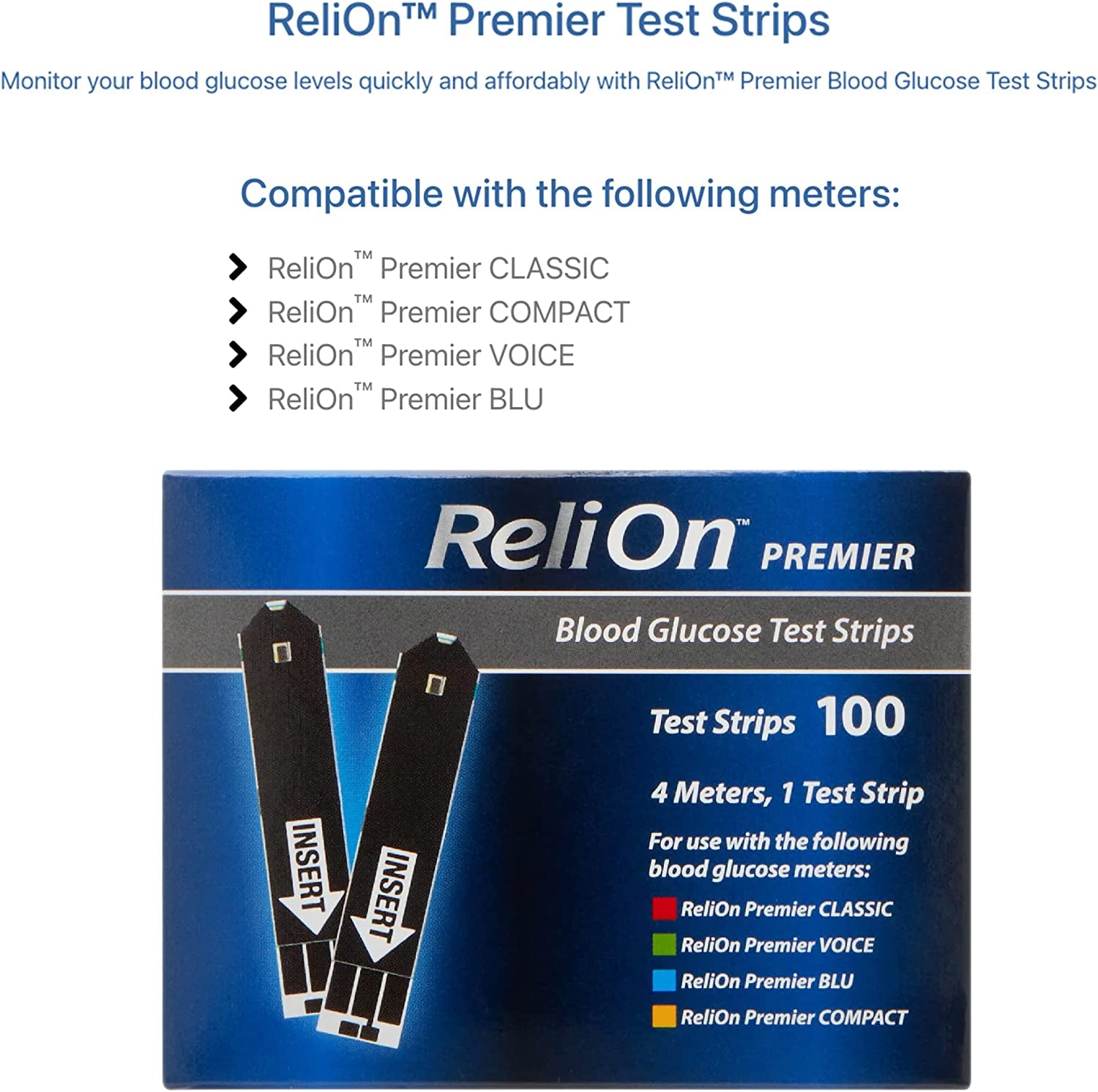 Track Your Blood Sugar Levels, Keep Your Diabetes under Control with Relion Premier Test Strips. Includes l Sticker + Relion Premier Blood Glucose Test Strips