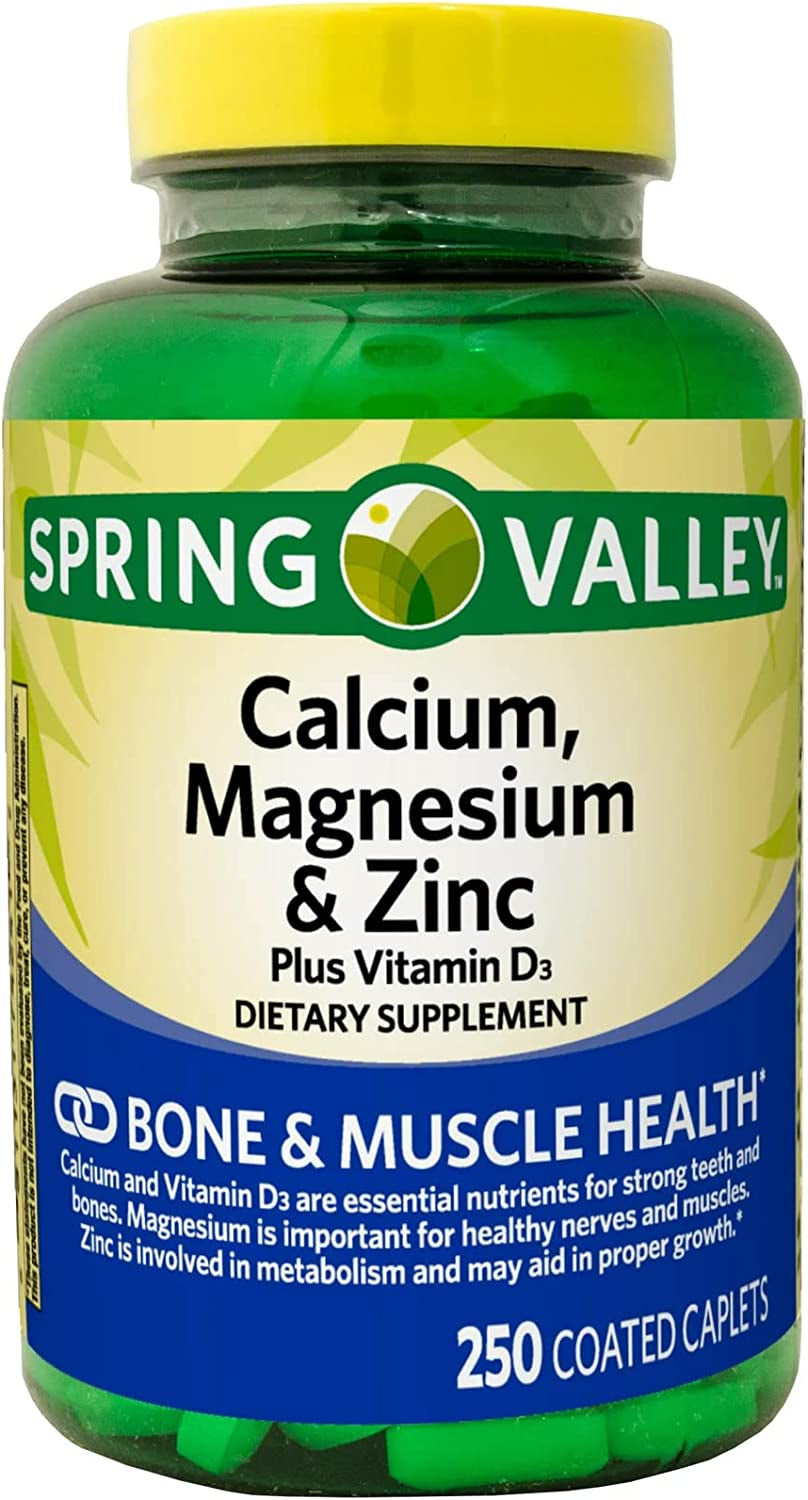 Calcium, Magnesium, Zinc & Vitamin D3. Includes Luall Fridge Magnetic +  Calcium, Magnesium & Zinc plus Vitamin D3 Caplets Dietary Supplement, 250 Count