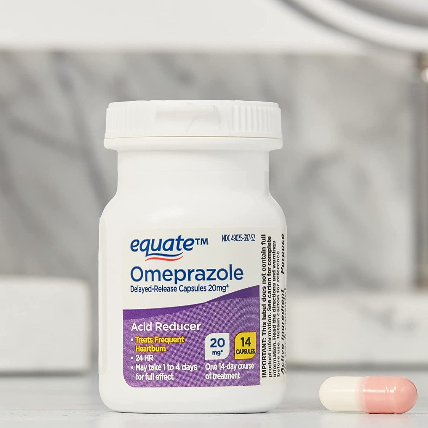 Omeprazole Delayed-Release Capsules, 20 Mg. Includes Luall Sticker +  Omeprazole Delayed Release Tablets 20 Mg (Capsules, 42)