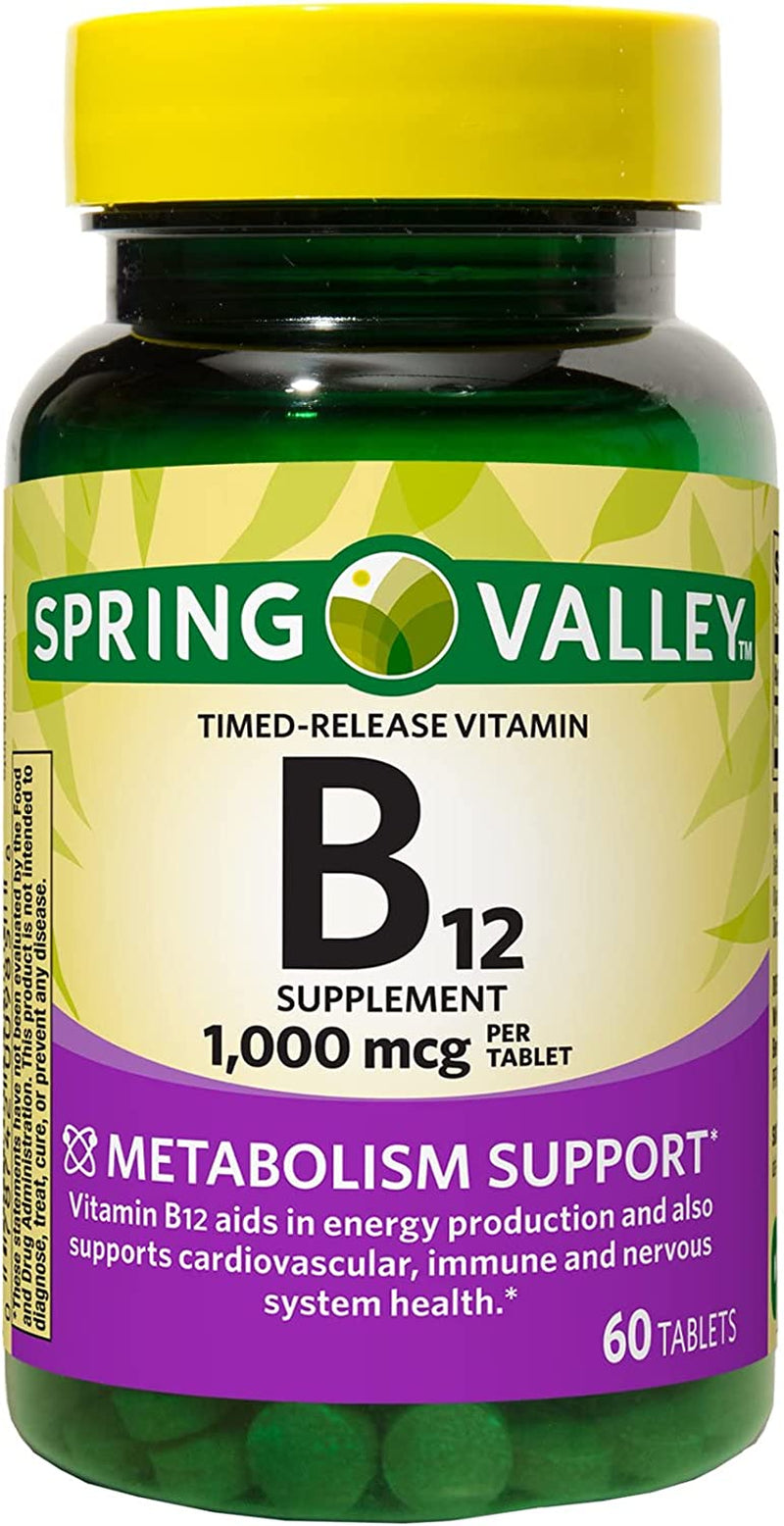 Vitamin B12, Supports Energy Metabolism. Includes Luall Sticker +  Vitamin B12 Timed-Release Tablets Dietary Supplement (1,000 Mcg, 60 Tablets)