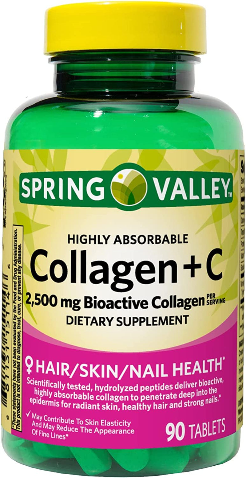 Revitalize Your Skin'S Elasticity and Achieve a Radiant Complexion with 'S Highly Absorbable Collagen + C Tablets, 2,500Mg, 90 Count. Includes Luall Sticker