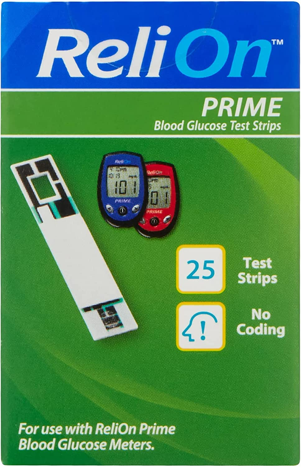 Blood Glucose Test Strips. Includes l Sticker + Relion Prime Blood Glucose Test Strips (100 Test Strips)