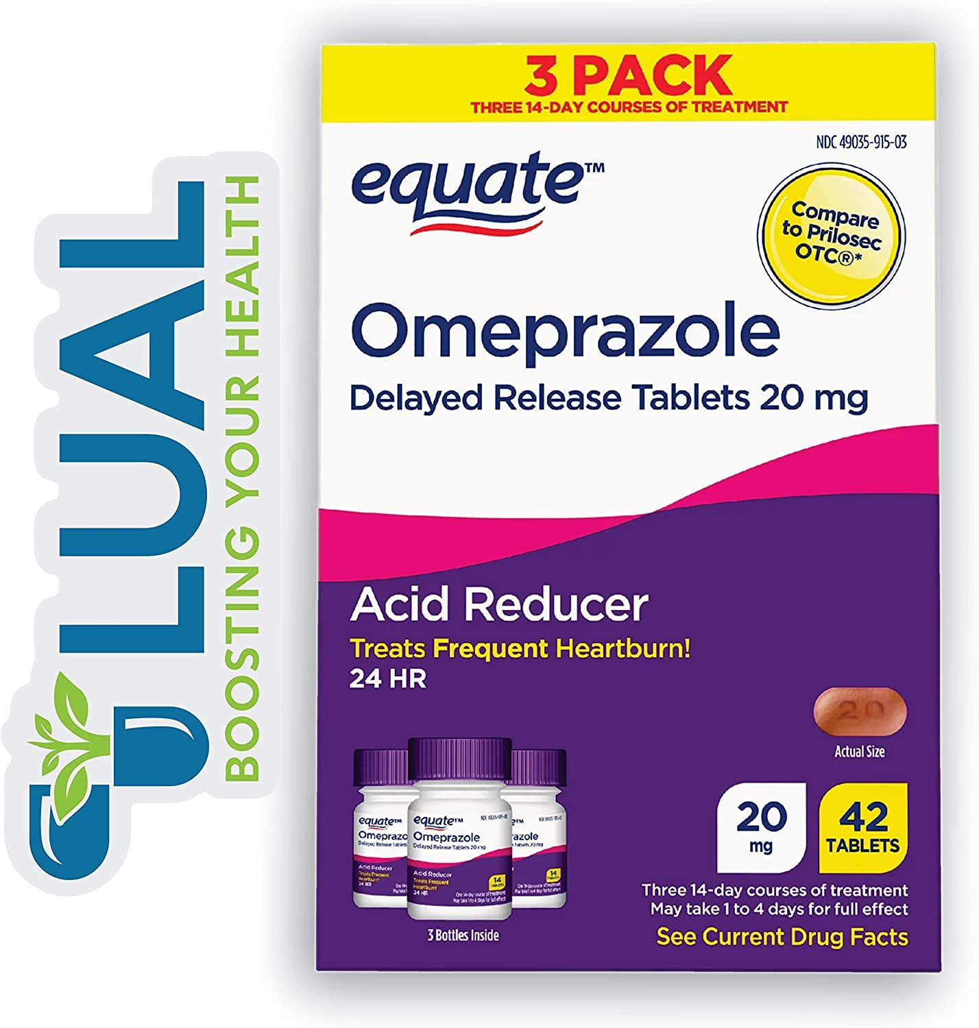 Omeprazole Delayed Release. Includes l Sticker + Equate Omeprazole Delayed Release Tablets 20 Mg