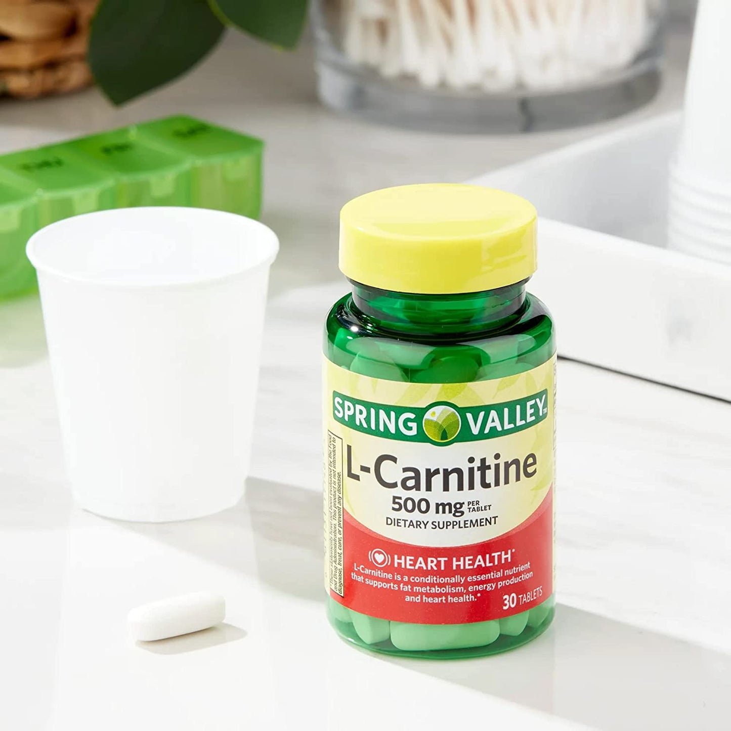 L-Carnitine 500Mg for Heart Health - 30 Tablets Supplement, Gluten-Free & No Artificial Flavors plus a Luall Sticker