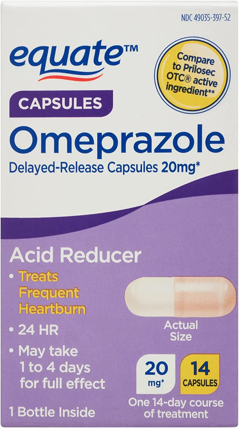 Omeprazole Delayed-Release Capsules, 20 Mg. Includes Luall Sticker +  Omeprazole Delayed Release Tablets 20 Mg (Capsules, 14)