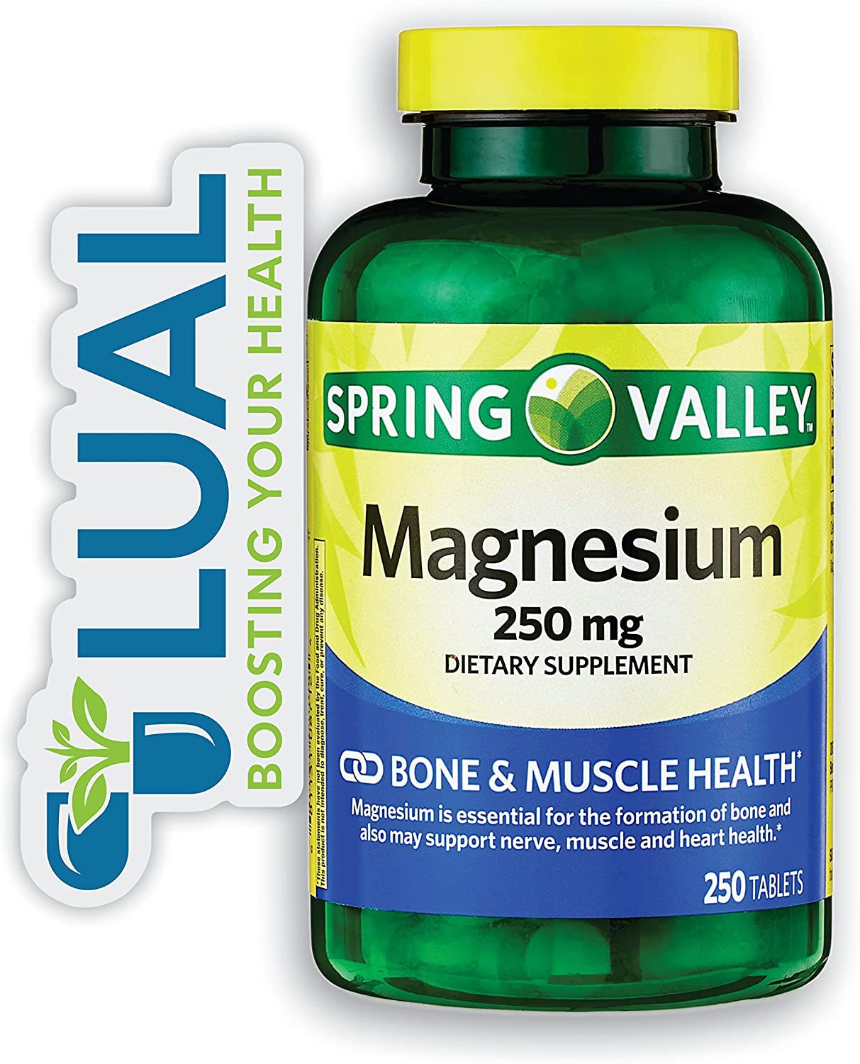 Magnesium for Bone & Muscle Health. Includes Luall Sticker +  Magnesium Tablets Dietary Supplement, 250 Mg, 250 Tablets